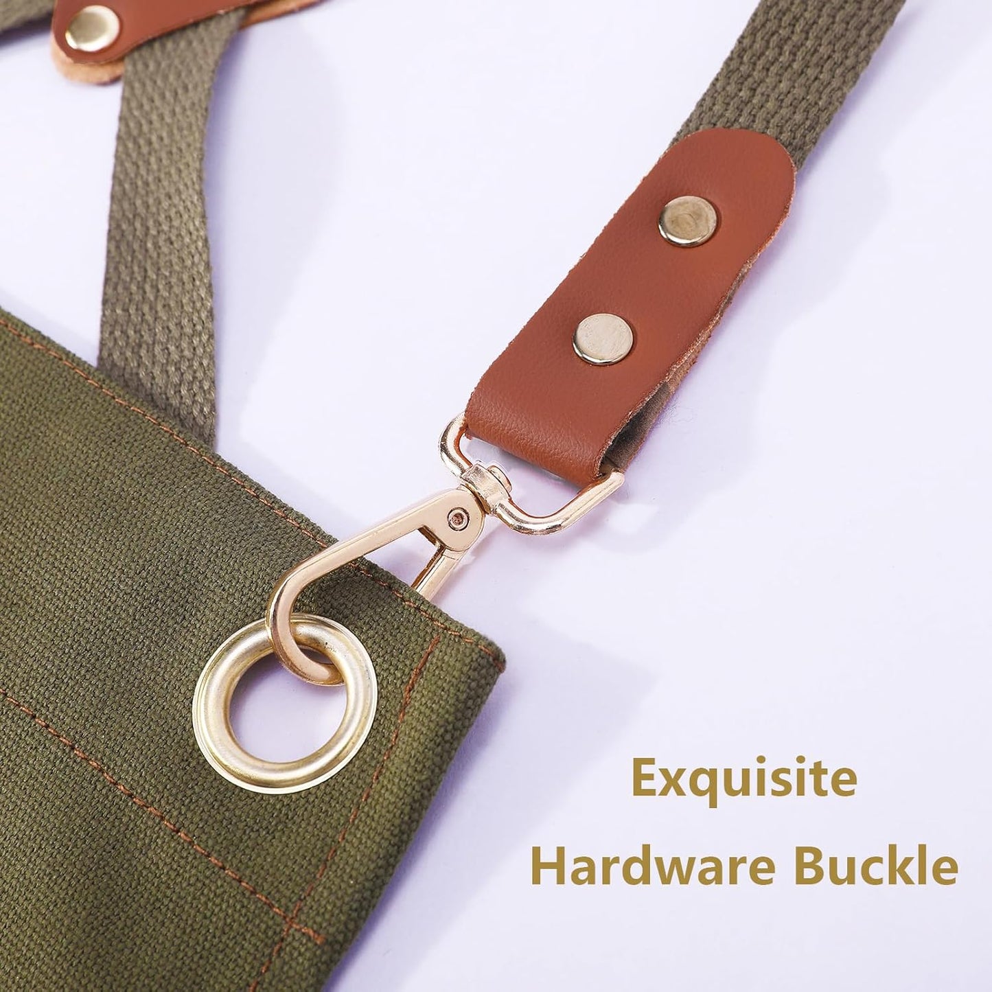 AFUN Chef Aprons for Women Men with Large Pockets, Cotton Canvas Cross Back Water Repellent Work Apron, Size M to XXL (Greygreen)