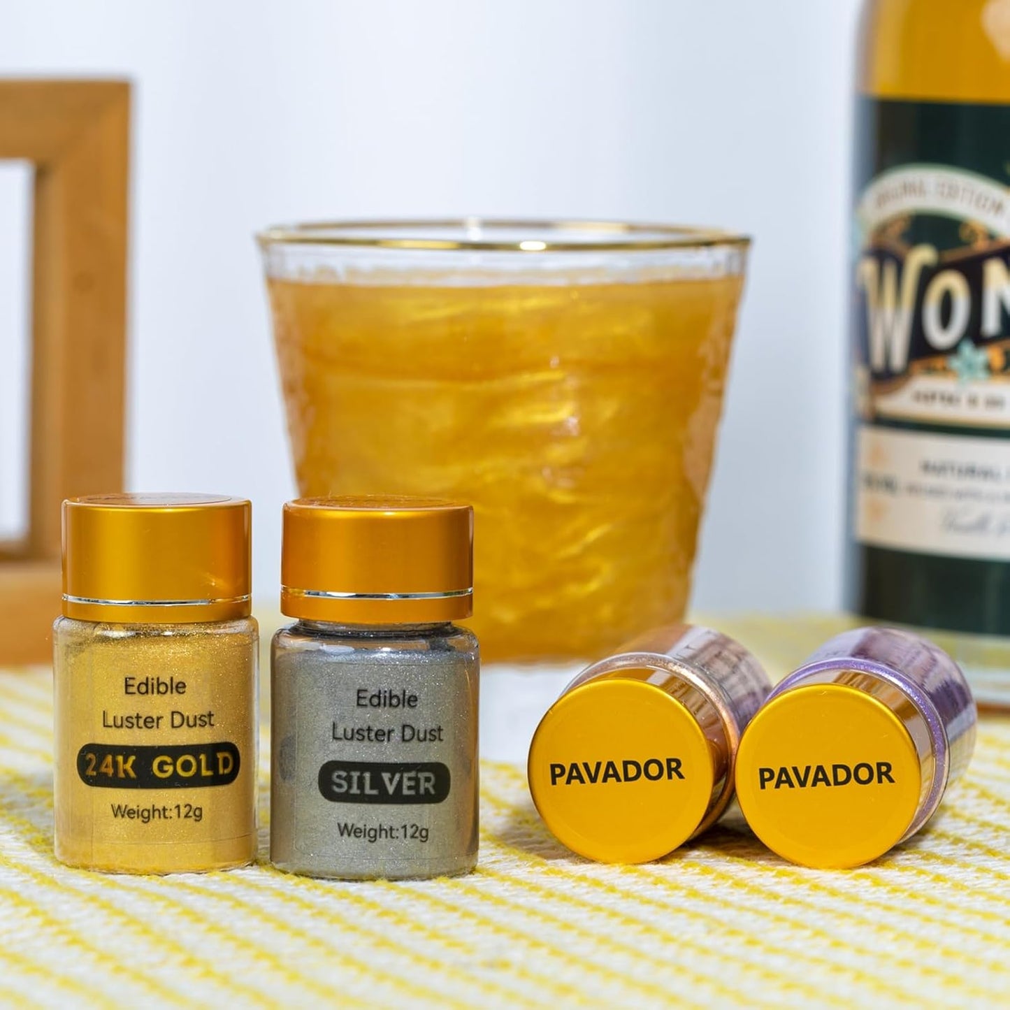 PAVADOR Edible Luster Dust,Silver Luster Dust 12g Food Grade Metallic Shimmer,Edible Glitter for Desserts Cake Decorating, Baking, Fondant, Chocolate, Candy, Drinks, Cookies, Vegan