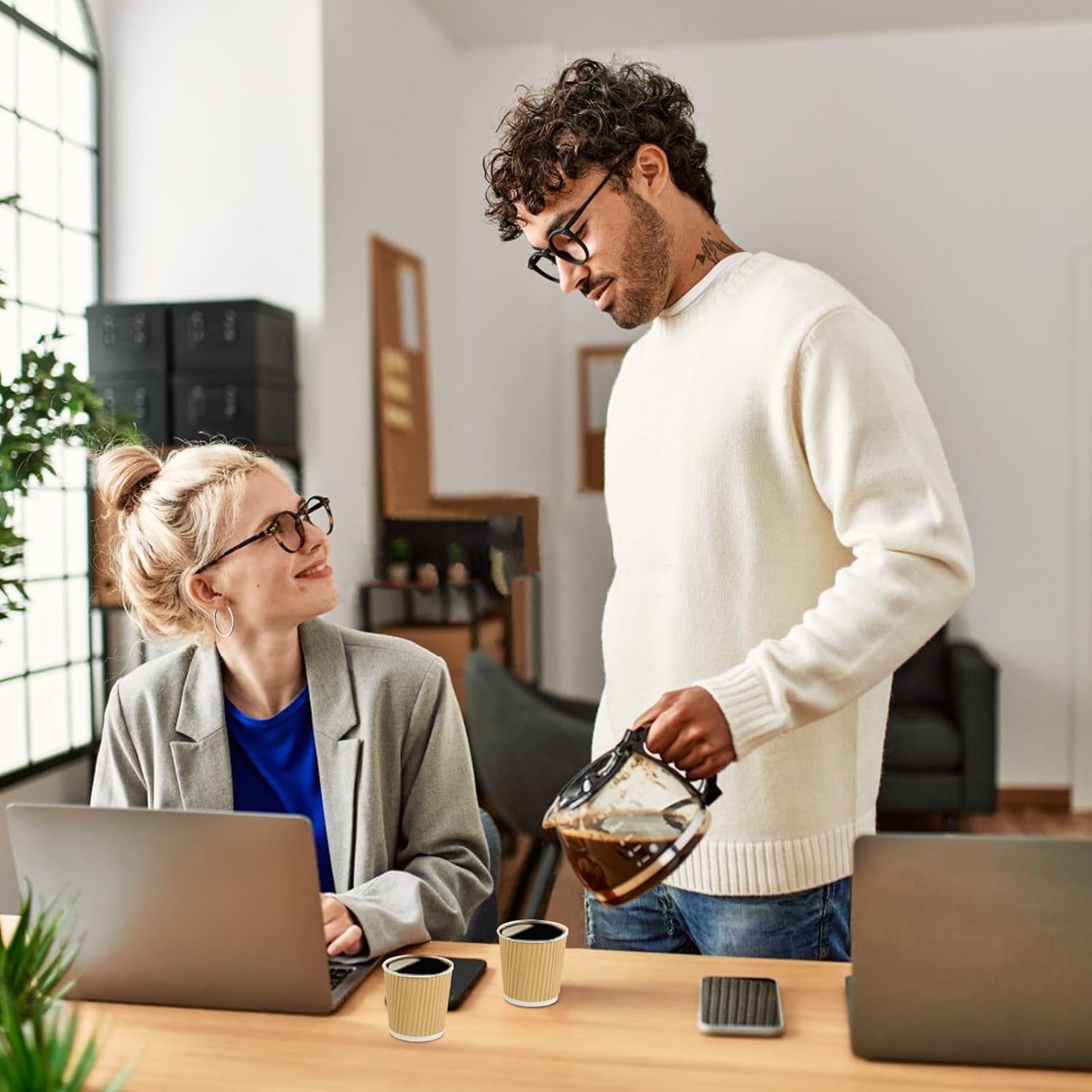 200 Pcs 4oz Paper Espresso Cups Ripple Wall Hot Cups For Coffee Disposable Coffee Cup Paper Hot/Cold Drinking Cups for Party, Picnic, Travel and Events