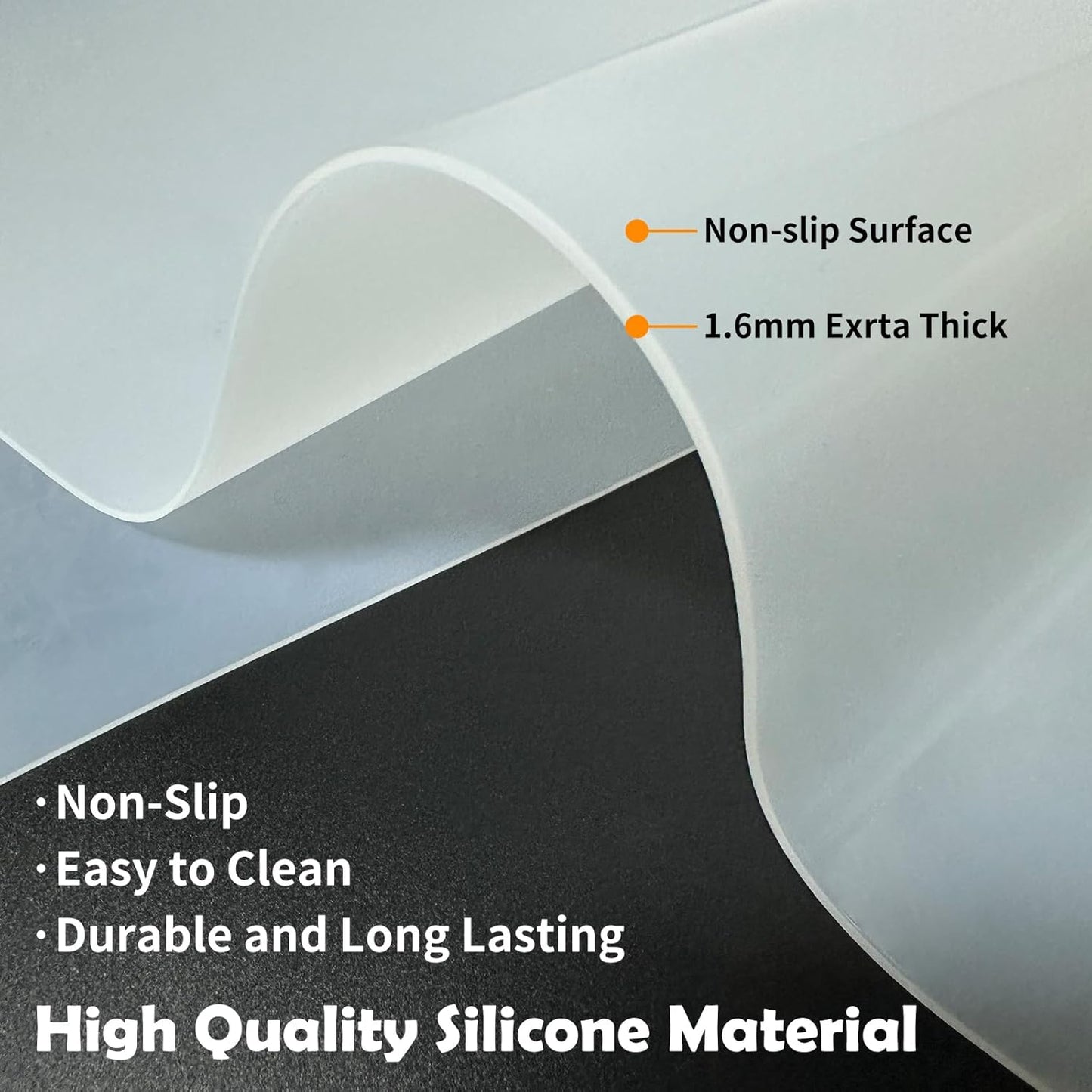 Large Silicone Mats, 78.7”x15.7”(200cmx40cm) Extra Large Silicone Heat Resistant Mat, Countertop Protector, Nonstick Waterproof Mats for Kitchen Counter, Shipped Rolled Up Kitchen Counter Mat, Black