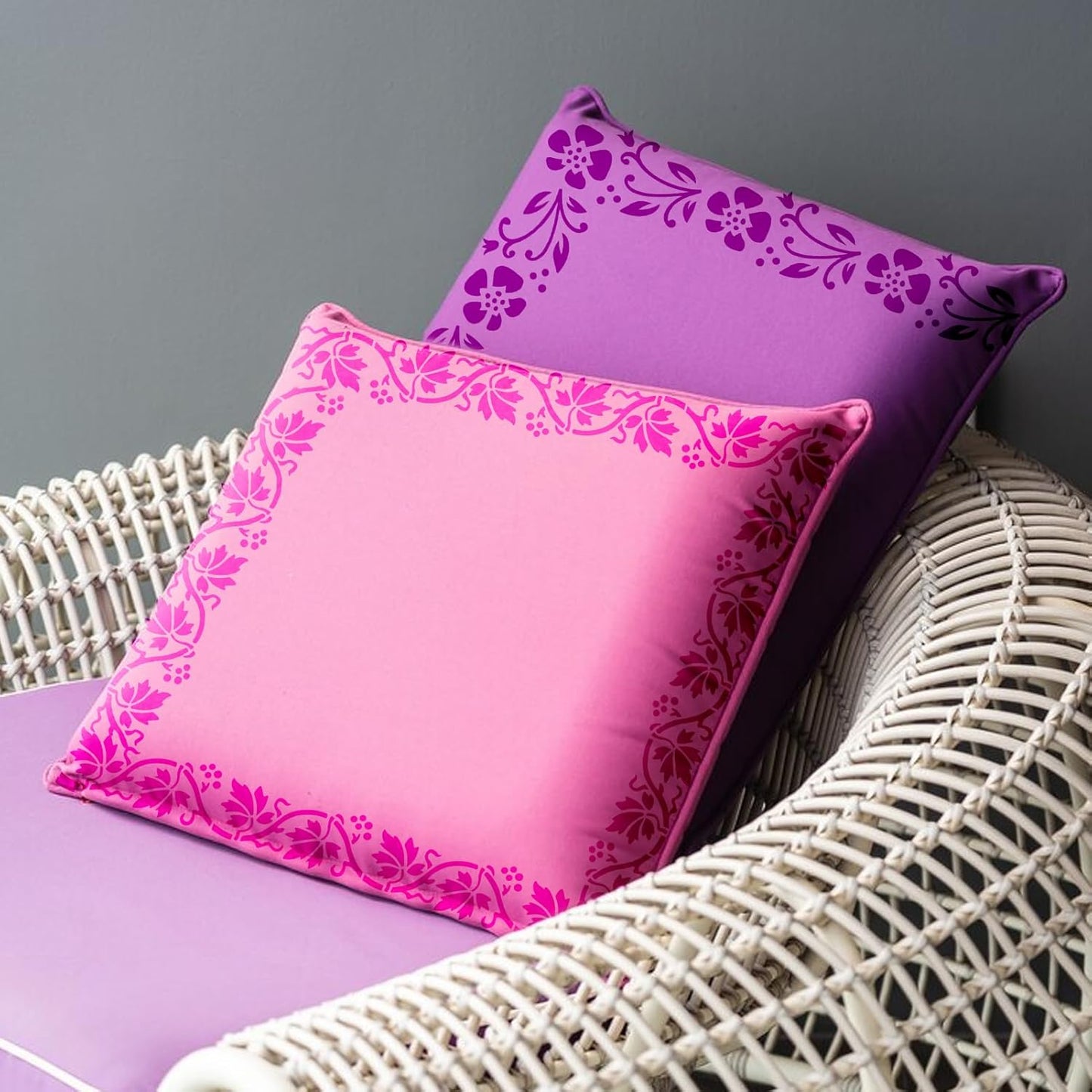 12 Pcs Large Flower Border Stencils for Painting, Reusable Plastic Floral Edge Baking Decorating Vine Stencil Tool, Painting Templates for DIY Cake Wood Wall Tile Furniture Canvas Craft, 3" x 11.8"