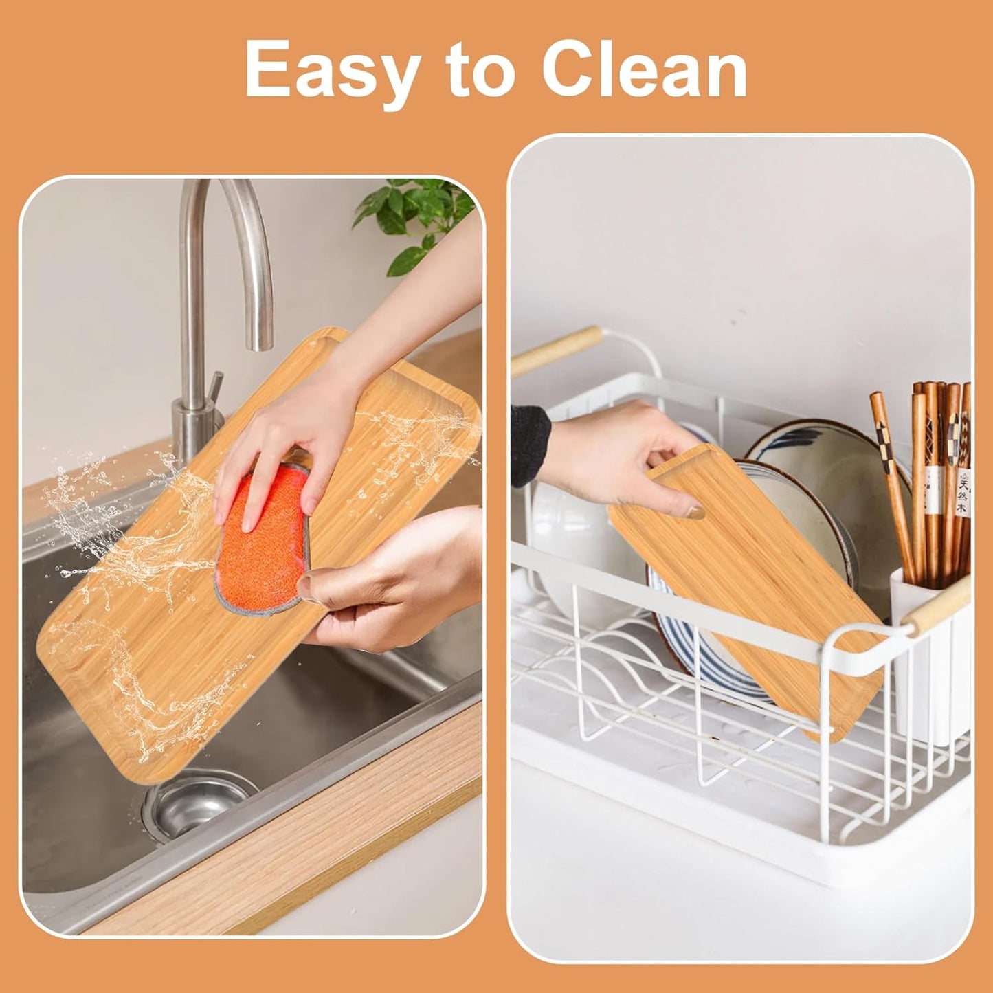 2 Pack Bamboo Trays Cheese Plate,10 Inch Rectangular Food Serving Saucer Wood Platte for Serving Food for Charcuterie Tea Coffee Snack Bread Fruit Appetizer Plant Pot