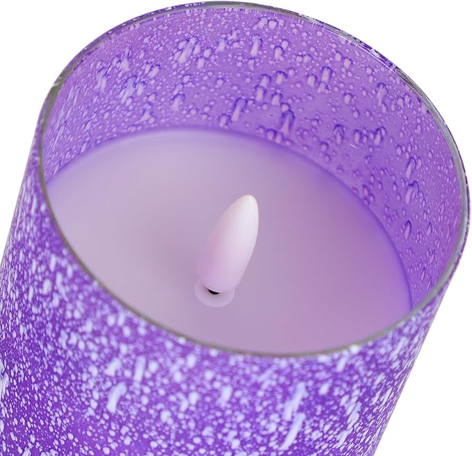 Purple Flameless Candles with Remote and Timer, Flickering Real Wax Battery Operated Candles, Set of 3 LED Pillar Candles for Halloween Christmas Wedding Home Decor