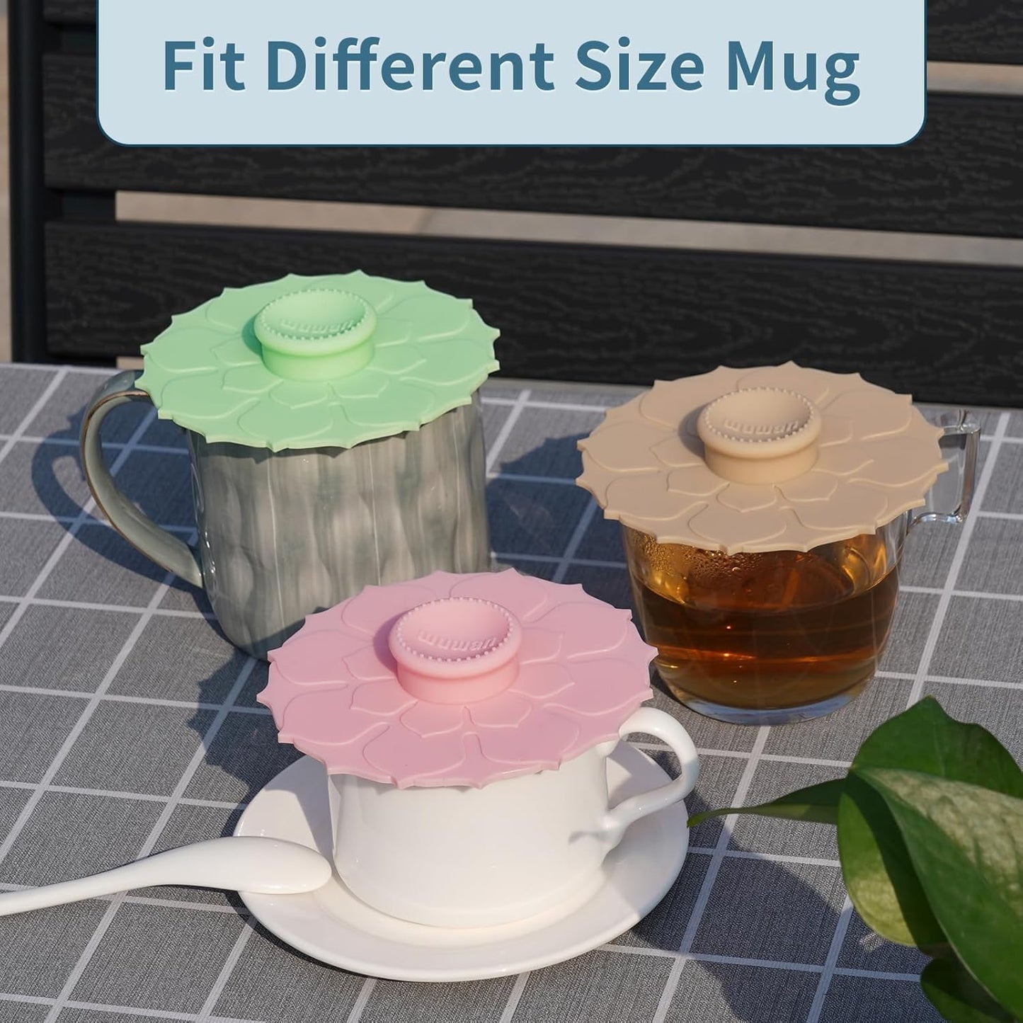 Silicone Cup Covers 4.1 Inch Reusable Silicone Mug and Cup Lids Suction Seal Lid Caps to Keep Drink Warm or Cold for Steeping Coffee Tea And Drink Cover (flower green, 1)