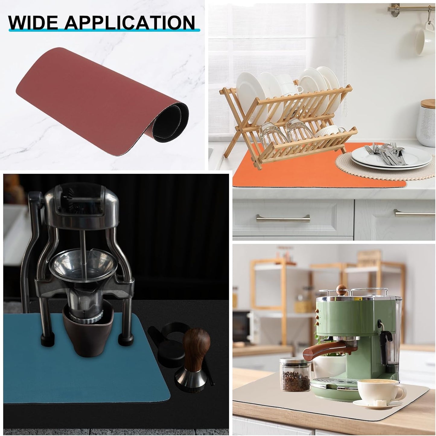 uxcell Silicone Mats for Kitchen Counter, 35.4" x 23.6" Non-Slip Countertop Protector Mat Heat Resistant Coffee Mat Waterproof Table Placemat, Wine Red