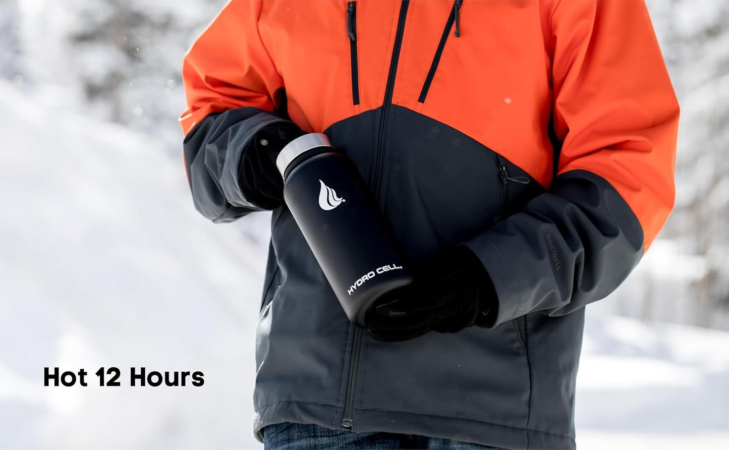 HYDRO CELL Stainless Steel Insulated Water Bottle with Straw - For Cold & Hot Drinks - Metal Vacuum Flask with Screw Cap and Modern Leakproof Sport Thermos for Adults (Black 32oz)