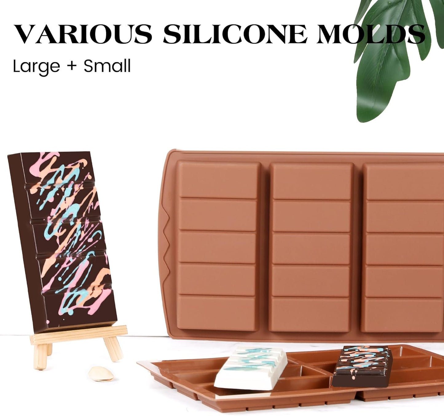 1 Pc Chocolate Bar Mold Deep Large Chocolate Molds Silicone Break Apart Thick Silicone Molds for Candy Bar (5 Snap)