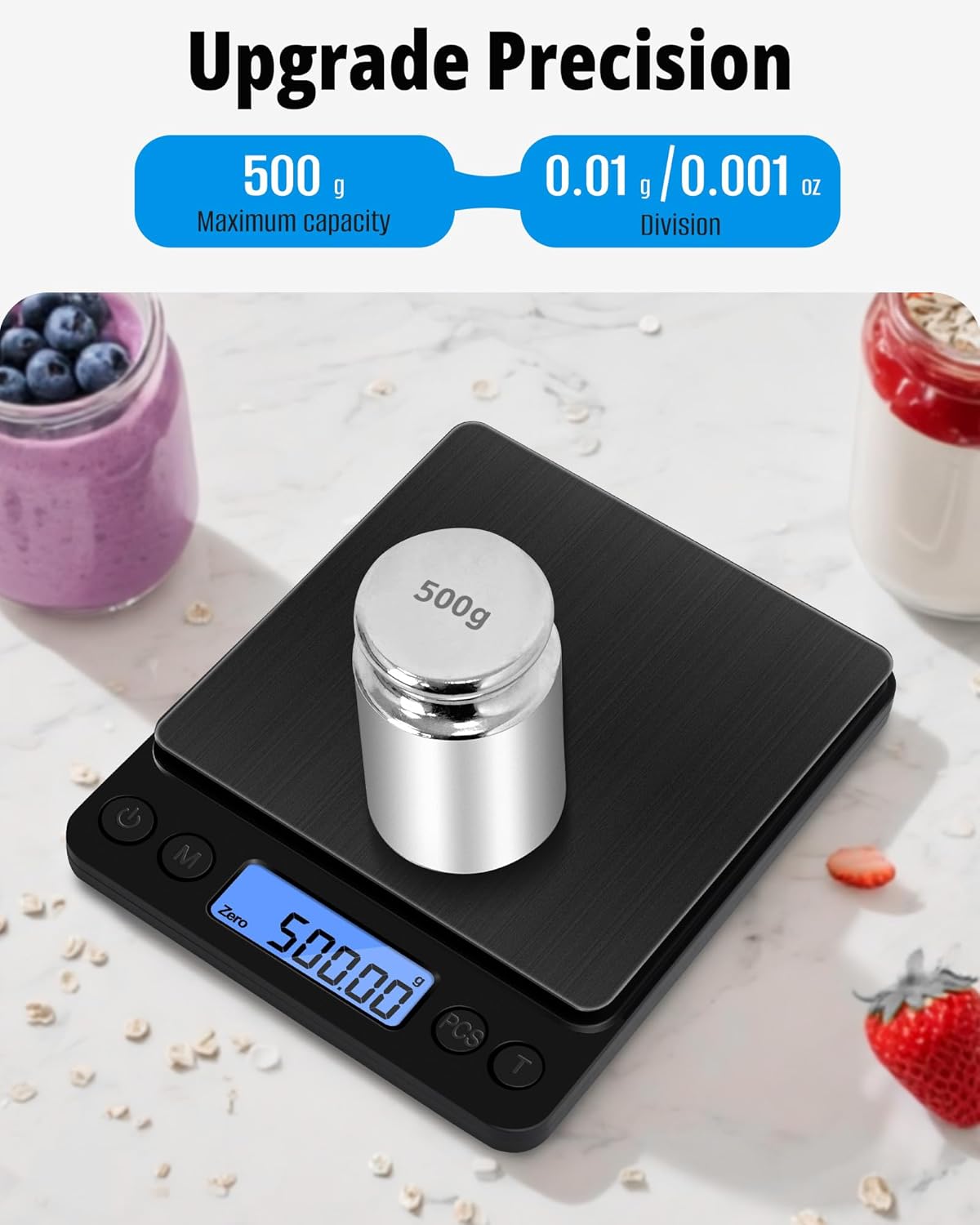 NEXT-SHINE Gram Scale, Weighs Up to 500g (0.01g), Mini Pocket Size Digital Coffee Espresso Scales with 2 Plastic Trays