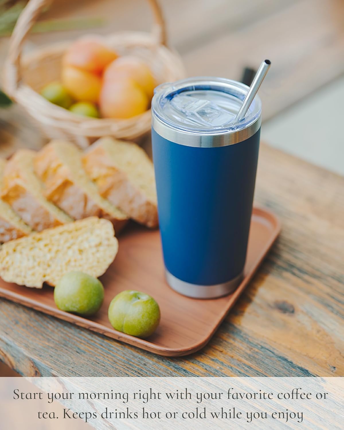 Travel Coffee Tumbler 20oz, 1 Pack Leakproof Travel Coffee Mug with Lid and Straw, Stainless Steel Double Wall Vacuum Insulated Tumbler for Hot/Iced Drinks (Textured Matte, Mint Green)