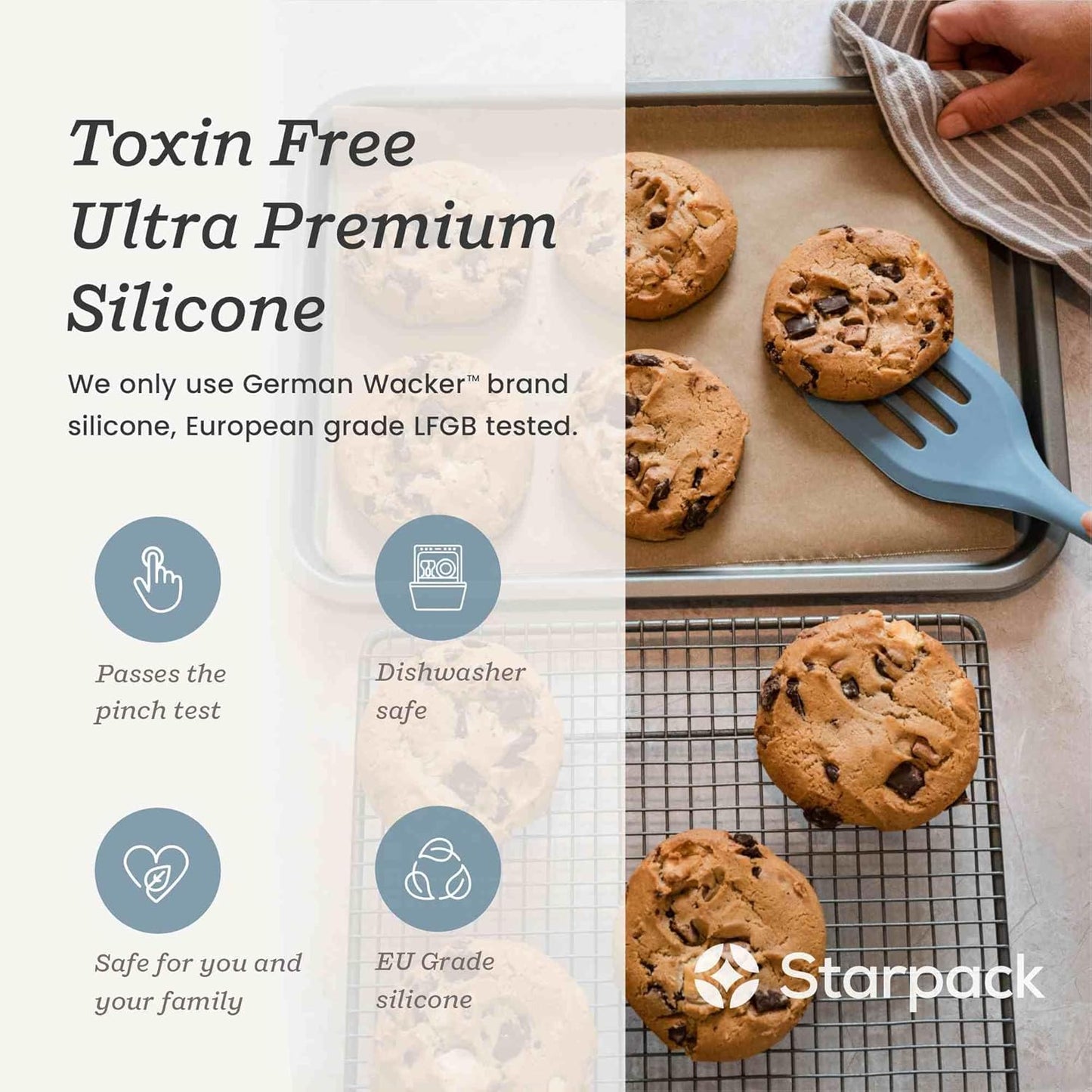 Starpack 'Stir & Serve' Silicone Cooking Utensils Set (5 Pcs) - Kitchen Utensil Set Heat Resistant to 600°F - Kitchen Utensils for Nonstick Cookware - Silicone Utensil Set for Mixing & Cooking