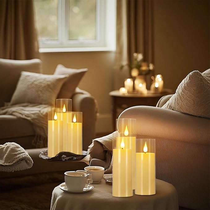 24-Pack Acrylic LED Flameless Pillar Candles with Remote & Timer, Battery Powered - Perfect for Indoor/Outdoor Decor,Wedding,BBQ and Gift - Easily Create a Magical Atmosphere.