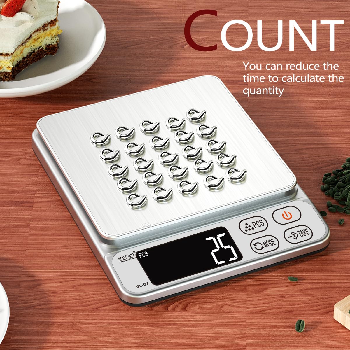 Mini Scale,6.6lb Scale for Grams,Digital Scale Food,Cooking Scale and Food Scales for Kitchen,Food Scale Grams and Ounces,Grams Scale,7Units,Auto Off,Tare,PCS,LCD Display