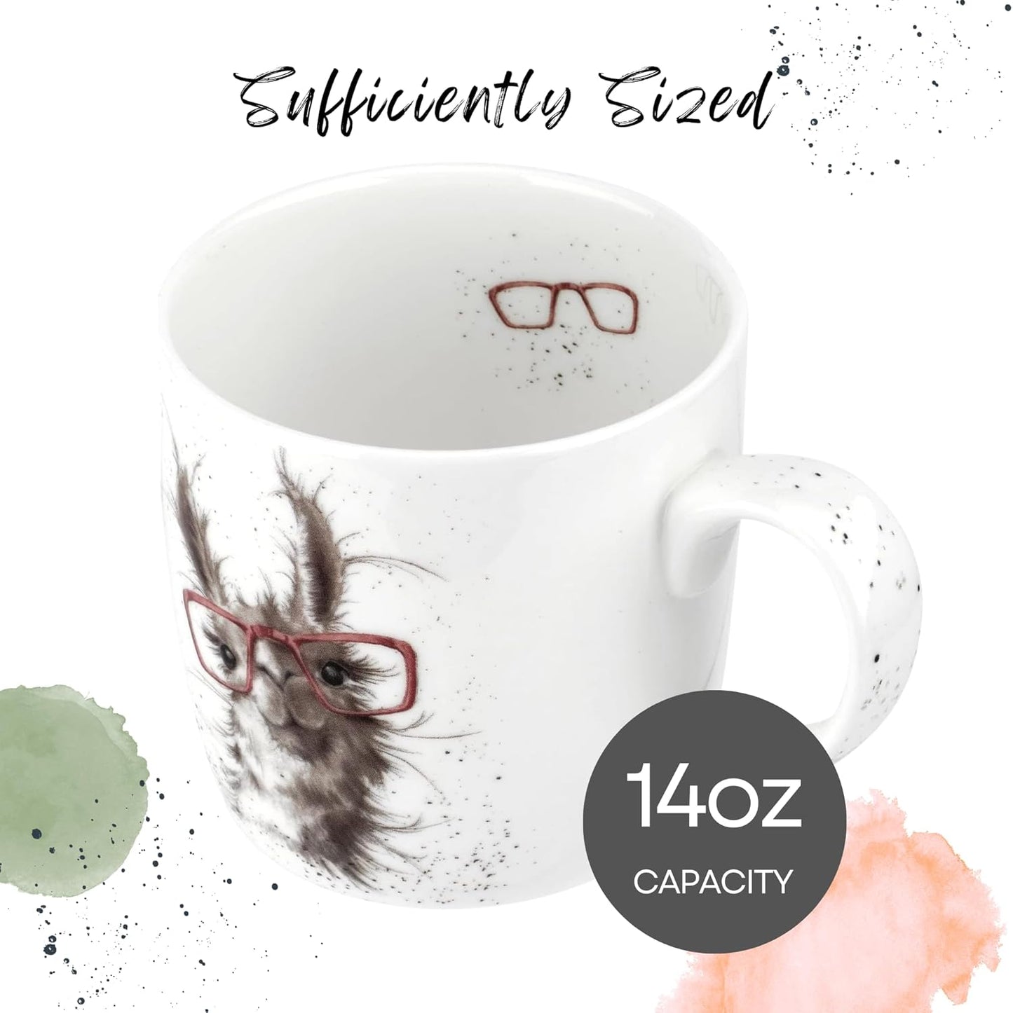 Royal Worcester Wrendale Designs 14 oz Mug, No Probllama - Fine Bone China with Llama Motif - Woodland Themed Tea Mug for Cozy Cottagecore Homes - Safe Ceramic Drinkware for Daily Use