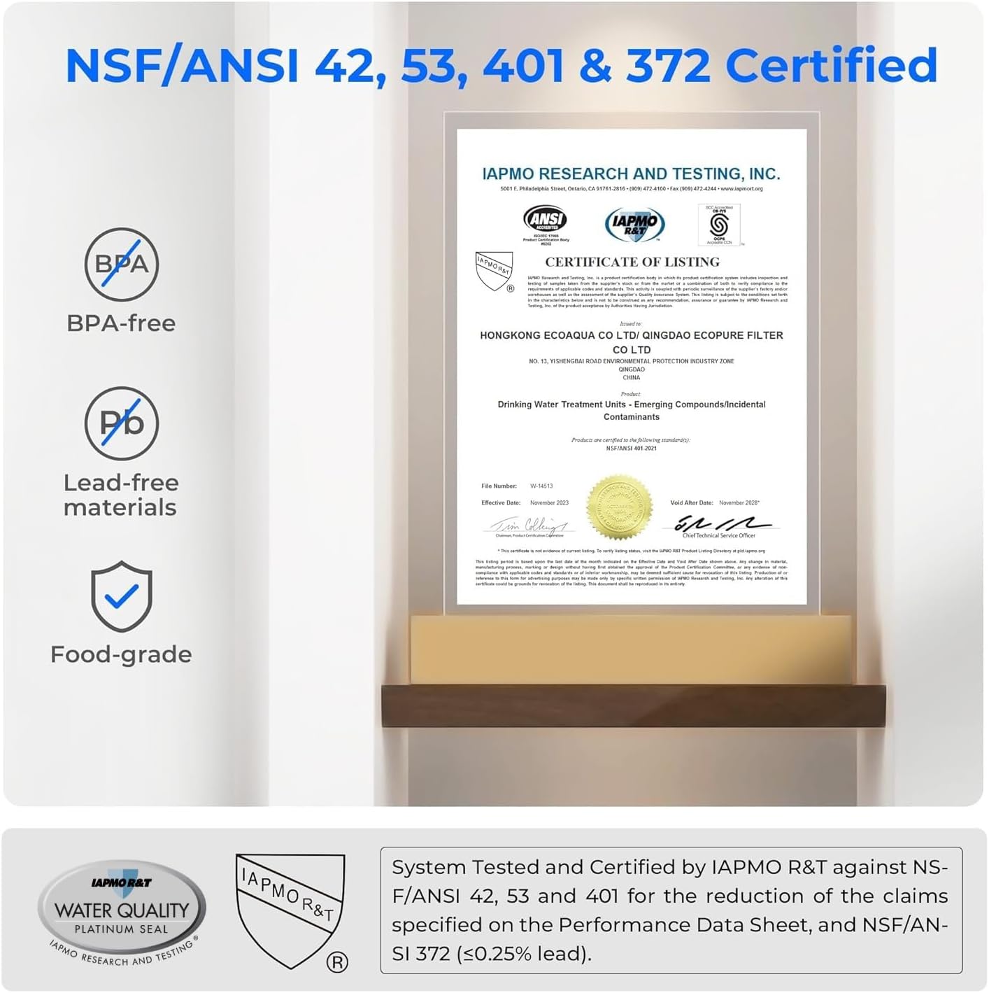 Waterdrop Large 27-Cup Mega Electric Water Filter Dispenser, 200-Gallon Rechargeable Instant Pitcher, NSF/ANSI 42&53&401&372, Reduce PFAS, Lead, Chlorine, with 1 Filter, Blue, Does not Lower TDS