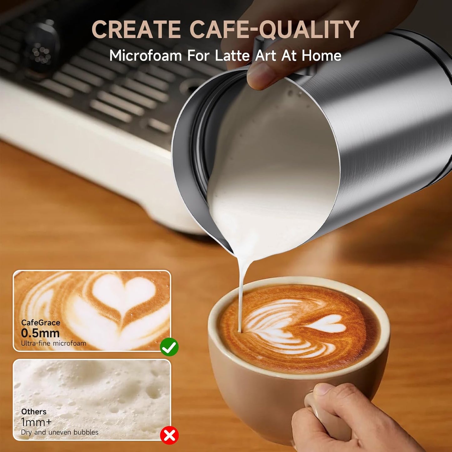 Milk Frother, 4-in-1 Milk Frother and Steamer, Automatic Hot and Cold Foam Maker and Milk Steamer for Coffee, Latte, Cappuccino, Macchiato, Hot Chocolate, Matcha