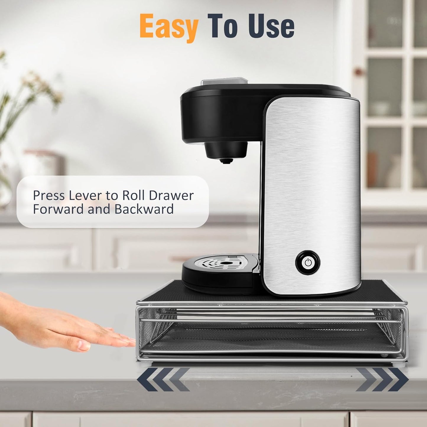 Coffee Pod Drawer, K-Cup Holder Drawer for 36 Coffee Pods Storage, Under Coffee Pot Storage and Sliding Drawer, Office or Home Kitchen Counter Organizer