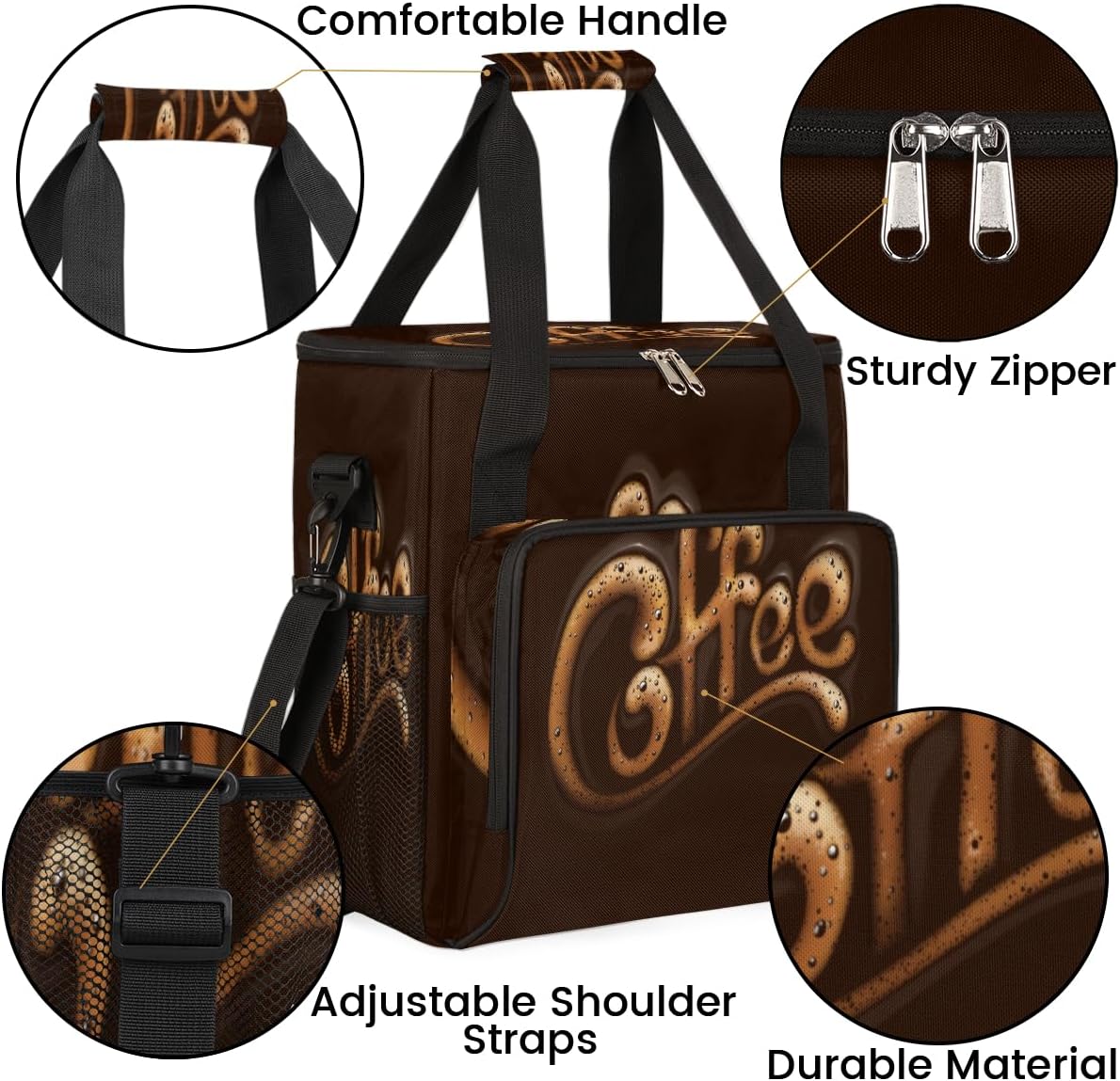 Brown Coffee Cafe Maker Carrying Bag Travel Case Compatible with Keurig K-Mini or K-Mini Plus Portable Single Serve Coffee Brewer Case with Pockets for K-cup Pods