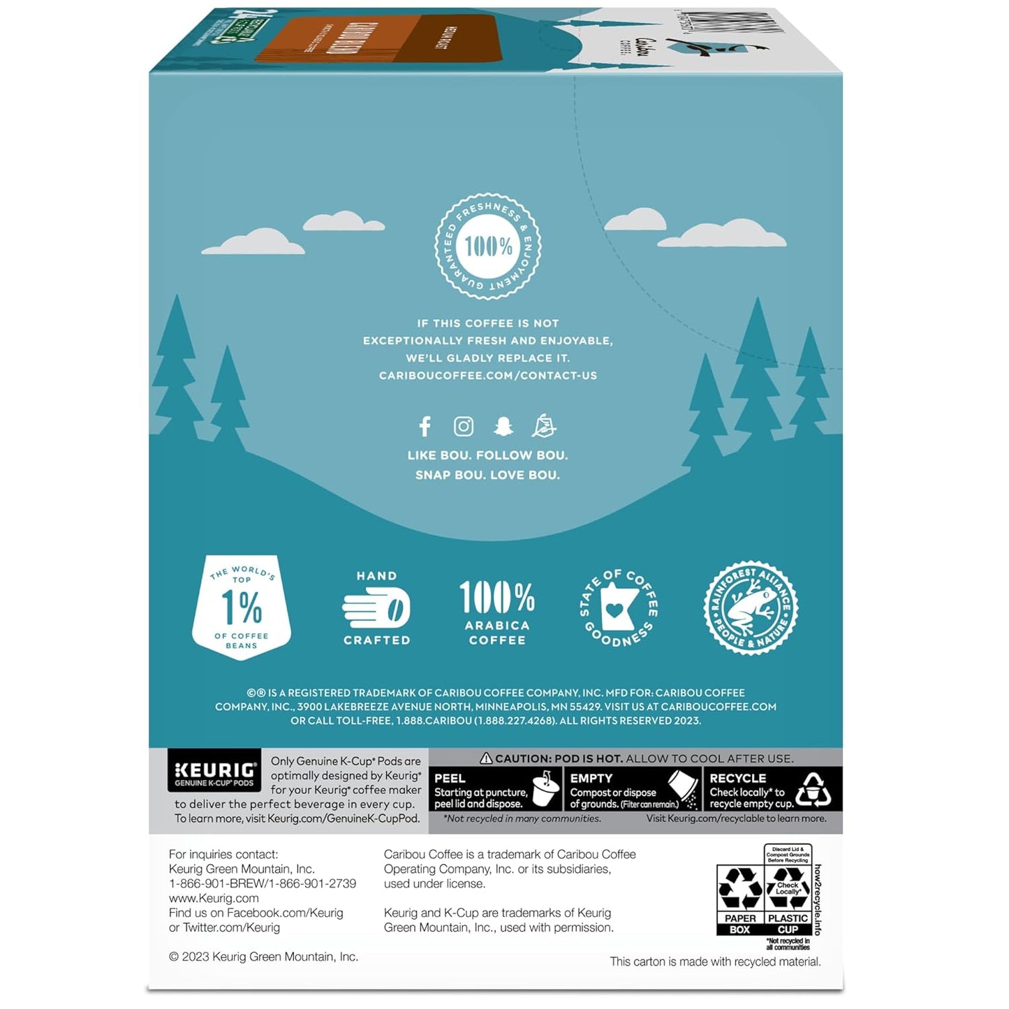 Caribou Coffee Keurig Single-Serve K-Cup Pods, Caribou Blend Medium Roast Coffee, 24 Count