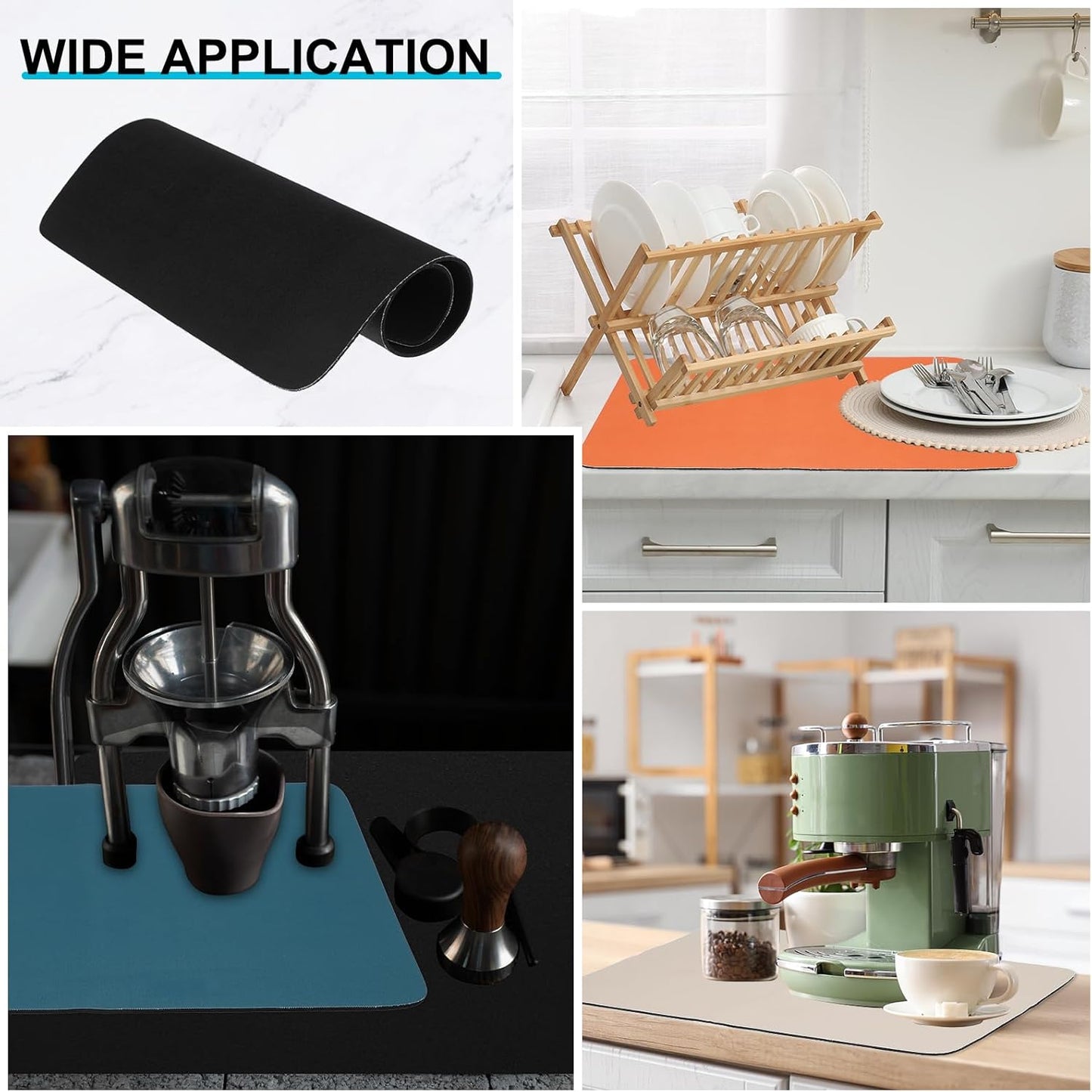 uxcell Silicone Mats for Kitchen Counter, 23.6" x 15.7" Non-Slip Countertop Protector Mat Heat Resistant Coffee Mat Waterproof Table Placemat, Black