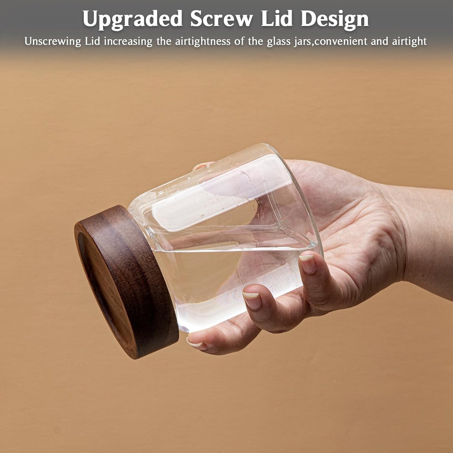 Small Glass Coffee Jars with Top Screw Lid Round Storage Canister Clear Glass Food Jar for Pantry Sugar Tea Coffee Bean Spice Nuts Cookies Bath Salts (2×300ml(10oz))