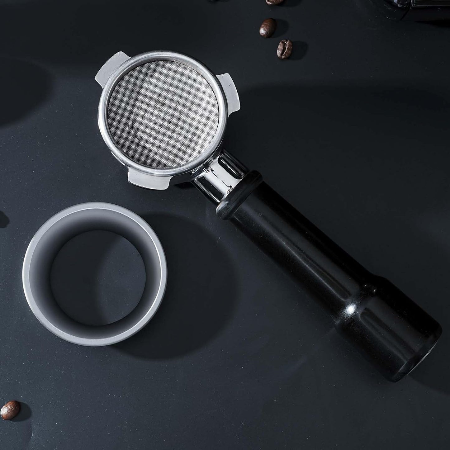 54mm Espresso Dosing Funnel & 53.5mm Puck Screen,PUSEE Coffee Dosing Ring Aluminum Metal,Reusable 1.7mm Thickness 150μm Espresso Puck Screen 316 Stainless Steel Fits 54mm Portafilter
