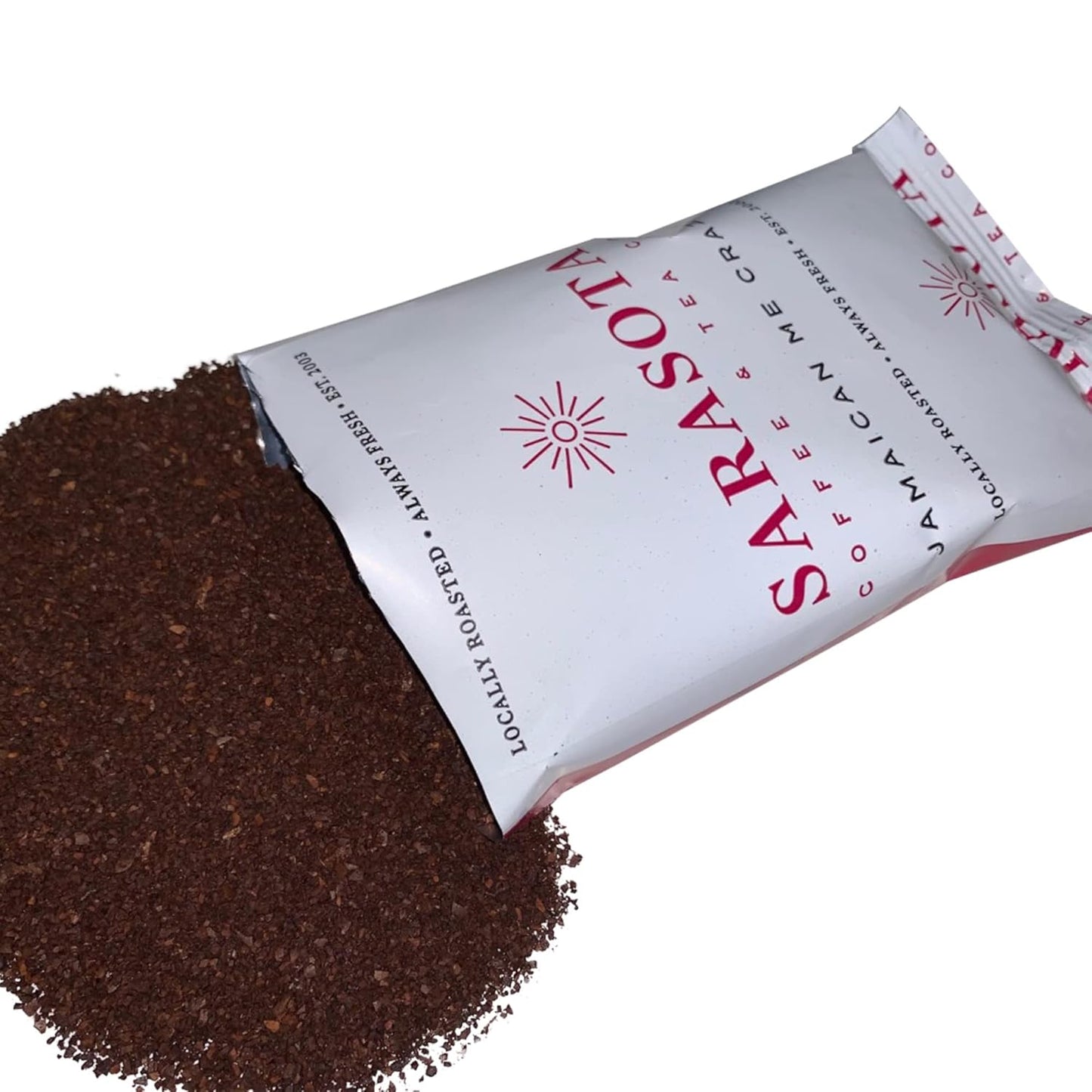 Sarasota Coffee Ground Packets | Gourmet Flavored Medium Roast Bulk Coffee Packs | Jamaican Me Crazy | Low Acid Mold Free Singles Individual Pouches for 12 Cup Coffee Maker | 2 Ounce Bags, 36 Count