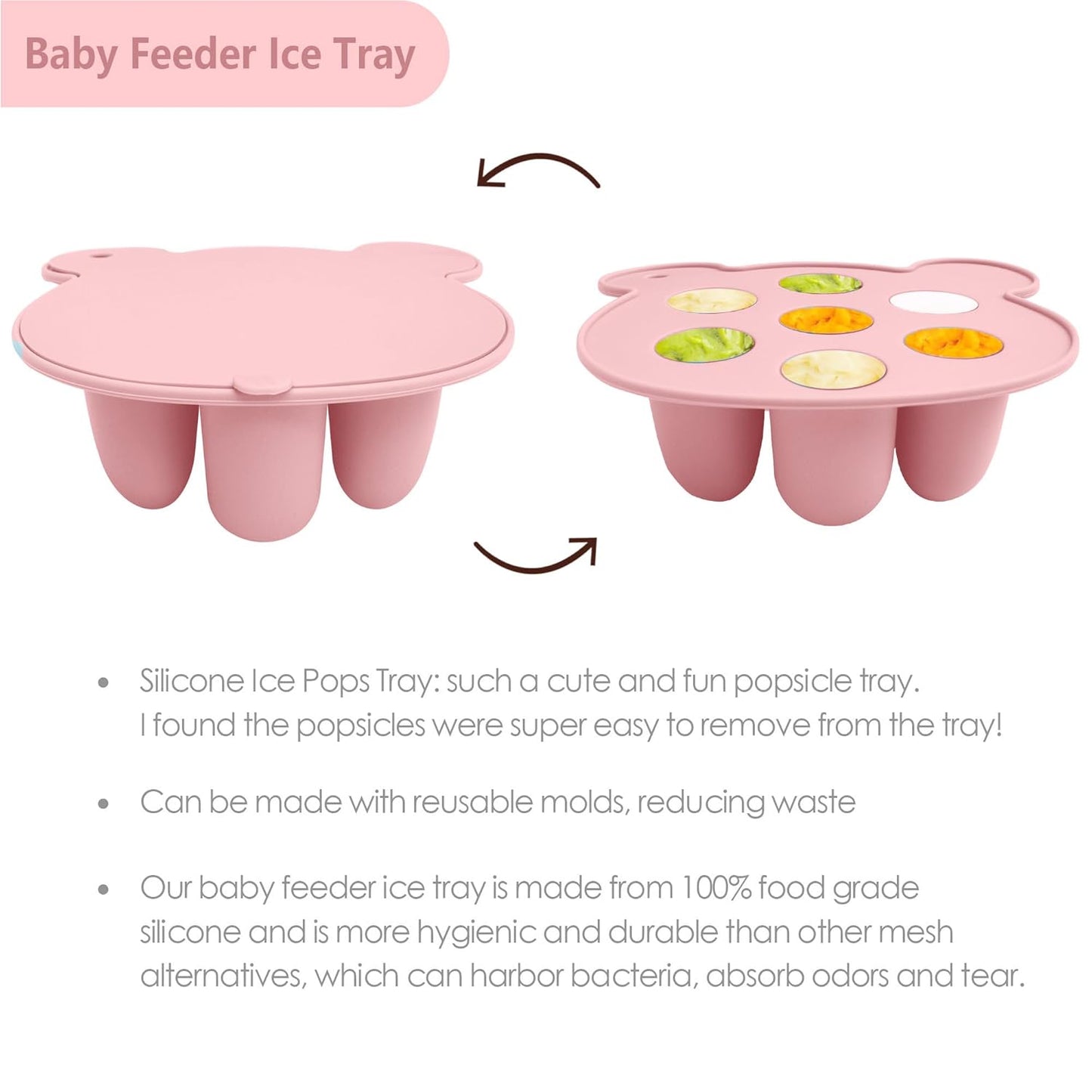 Silicone Baby Food Freezer Tray with Teething Popsicle Molds - Baby Fruit Feeder and Breastmilk Teether Combo