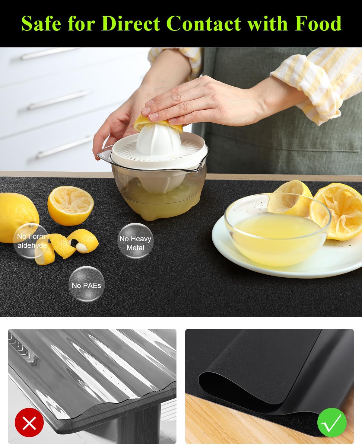 Black Plastic Table Cover Protector, 36" x 54" Waterproof Easy Flat PVC Desk Pad Mat, 1.5mm Thick Rectangle Vinyl Table Top Protector for Dining Room Table, Office, Dresser