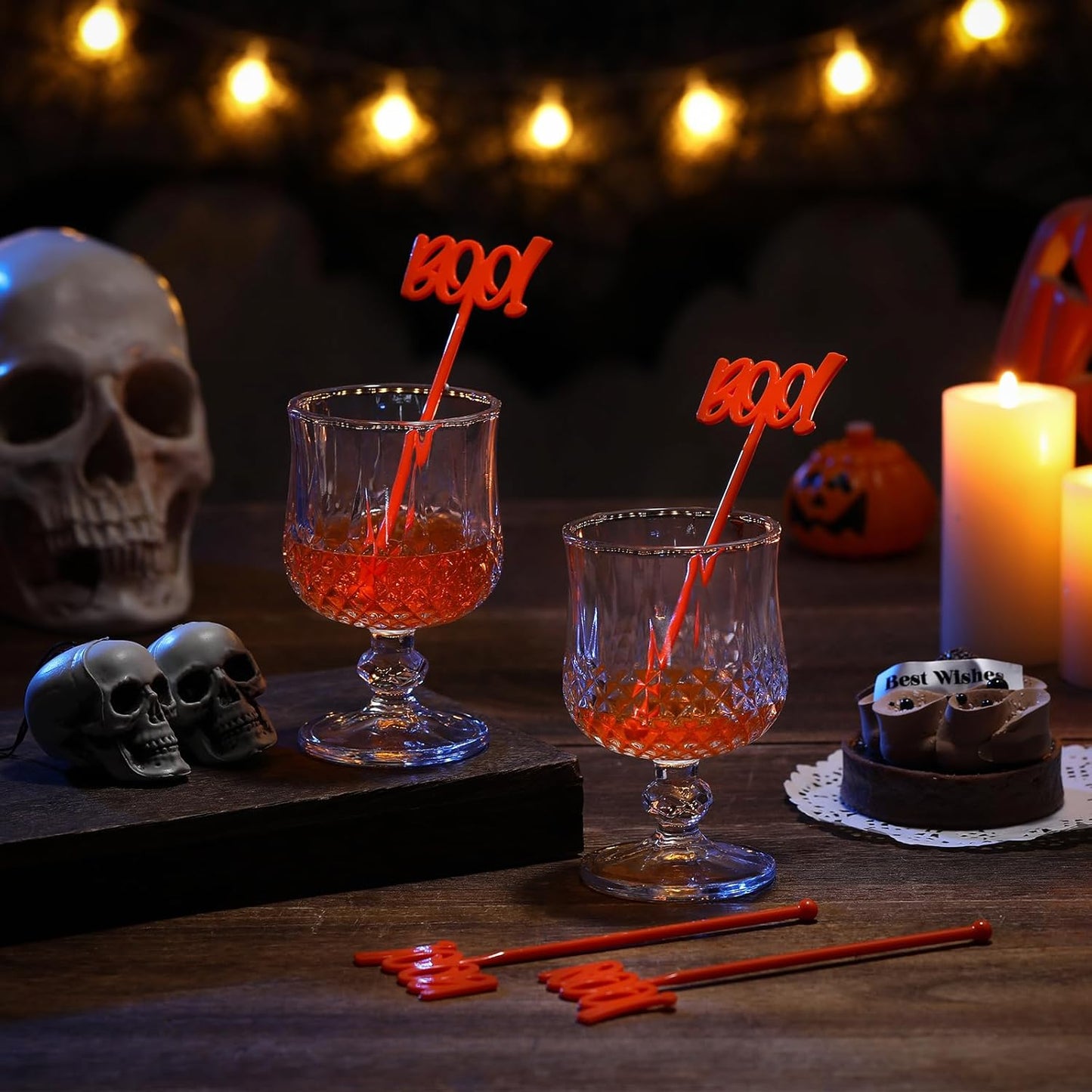 30 Pcs Halloween Swizzle Sticks Plastic Coffee and Cocktail Stirrers Fall Thanksgiving Drink Stirrers Cocktail Mixers for Halloween Fall Autumn Party Tea Coffee Bar Decoration(Boo)