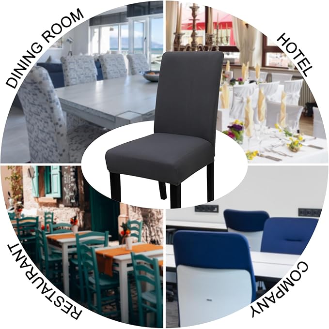 JQinHome 4 Pcs Dining Chair Slipcover, High Stretch Removable Washable Chair Seat Protector Cover for Home Party Hotel Wedding Ceremony
