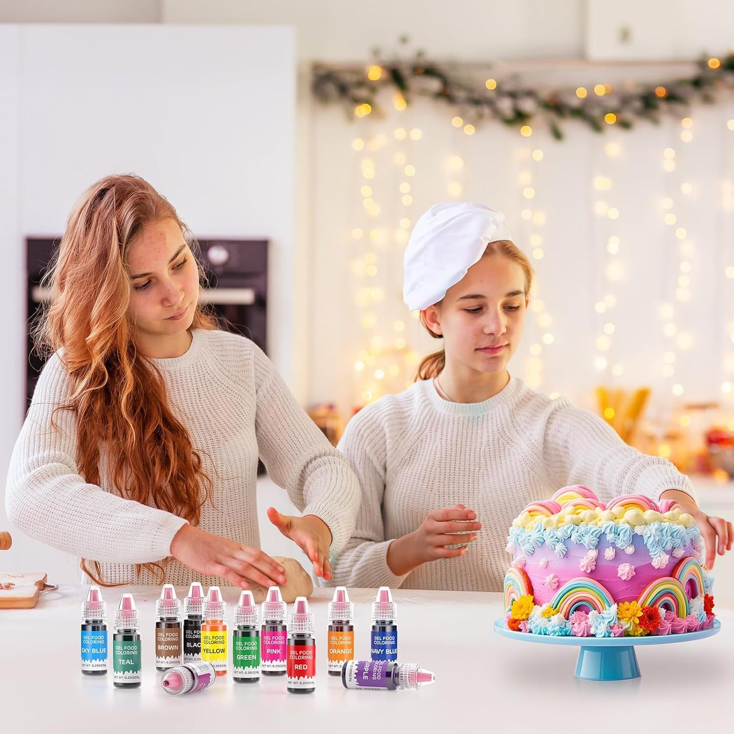 Gel Food Coloring 12 Colors Set for Cake Decorating,Cherrysea Edible Food Dye for Baking Royal Icing Cookie Supplies Gluten Free Food Grade Food Coloring Gel Kits, 0.25 Fl. Oz/Bottles