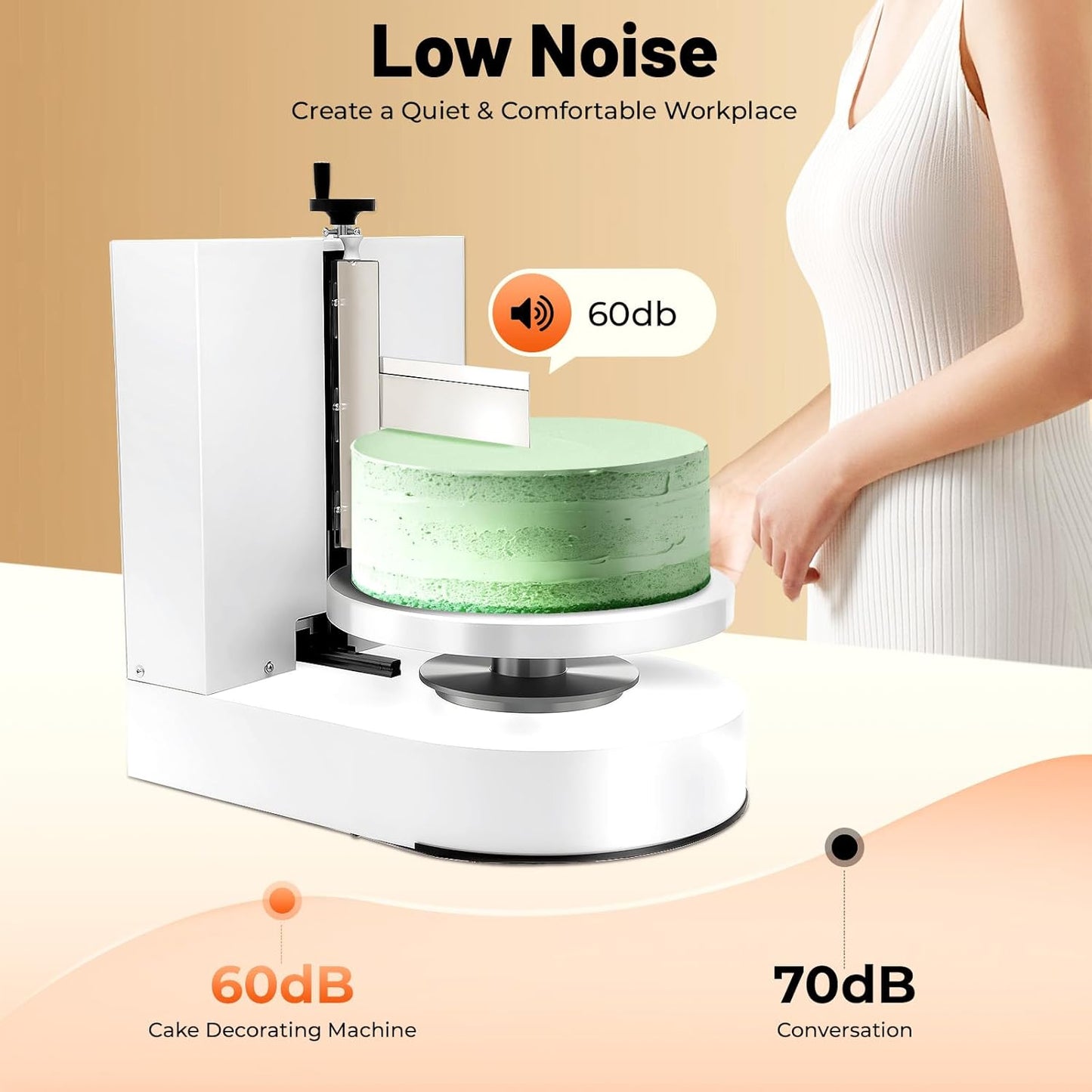 Cake Decorating Machine, Electric Birthday Cake Cream Smooth Coating Decoration Machine, Cake Smoother Icing Machine,Cake Cream Spatula Machine for 4-12inch Cake (White)