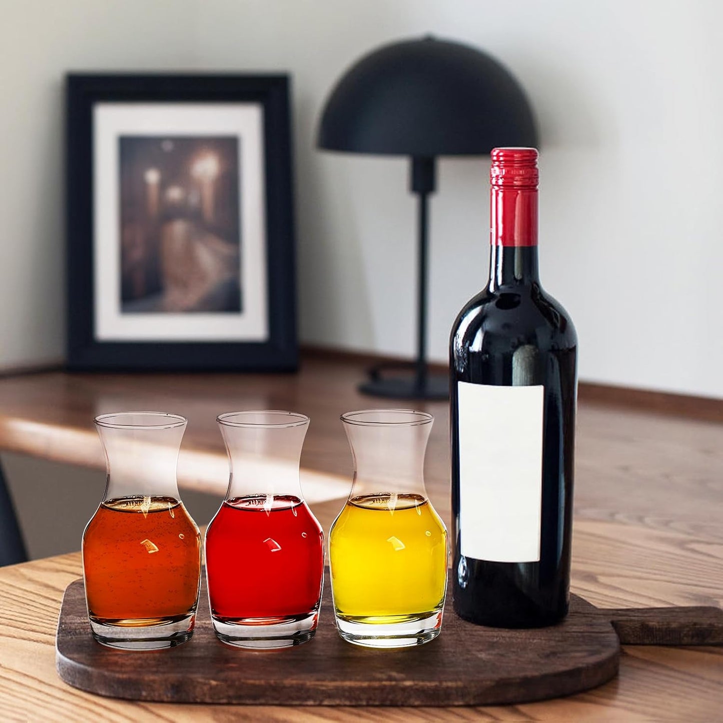 Set of 12 Wine Carafe Glass, 6 Oz Single Serving Mini Decanters for Individual Pours, Small Individual Carafes for Wine, Tasting, Champagne, Juice, Bars, Restaurants