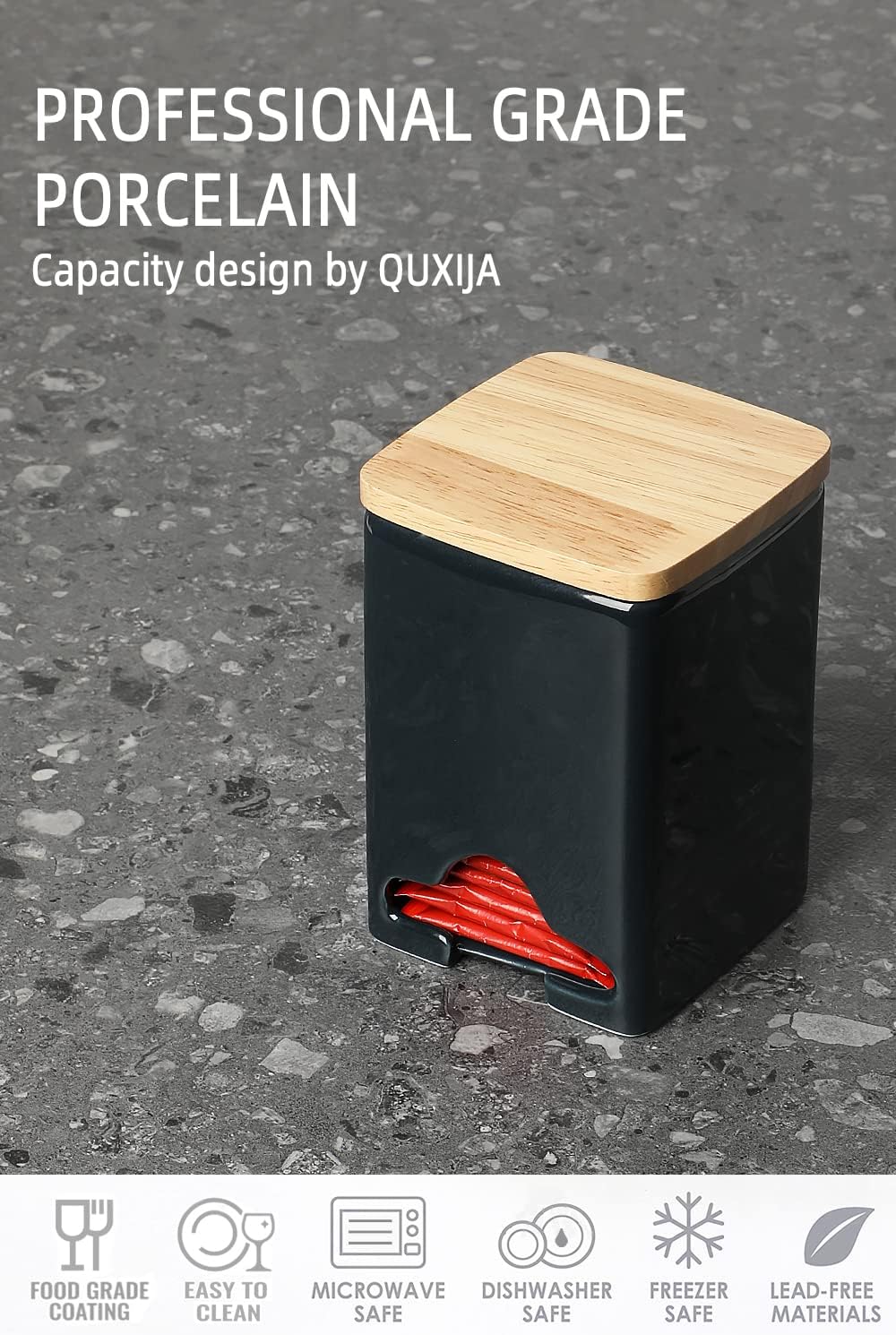 Ceramic Tea Bag Storage Organizer Caddy Holder with Lid (Navy)