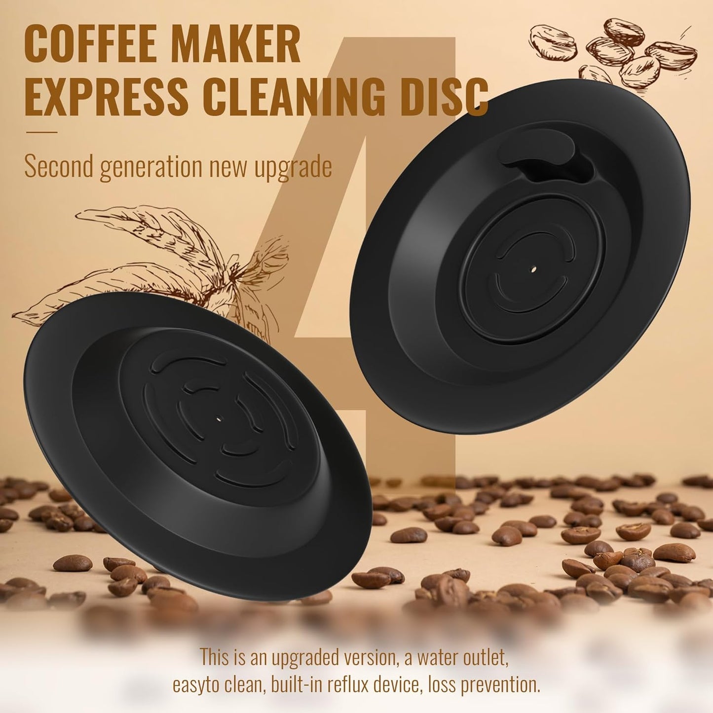 BOGDA Espresso Backflush Cleaning Disc 54mm, 4 Pack Fit For Bre-Ville Cleaning Disc And Bre-Ville Part BES870XL/11.2 Rubber Disks, BES870XL/ BES878BSS/ BES880 etc