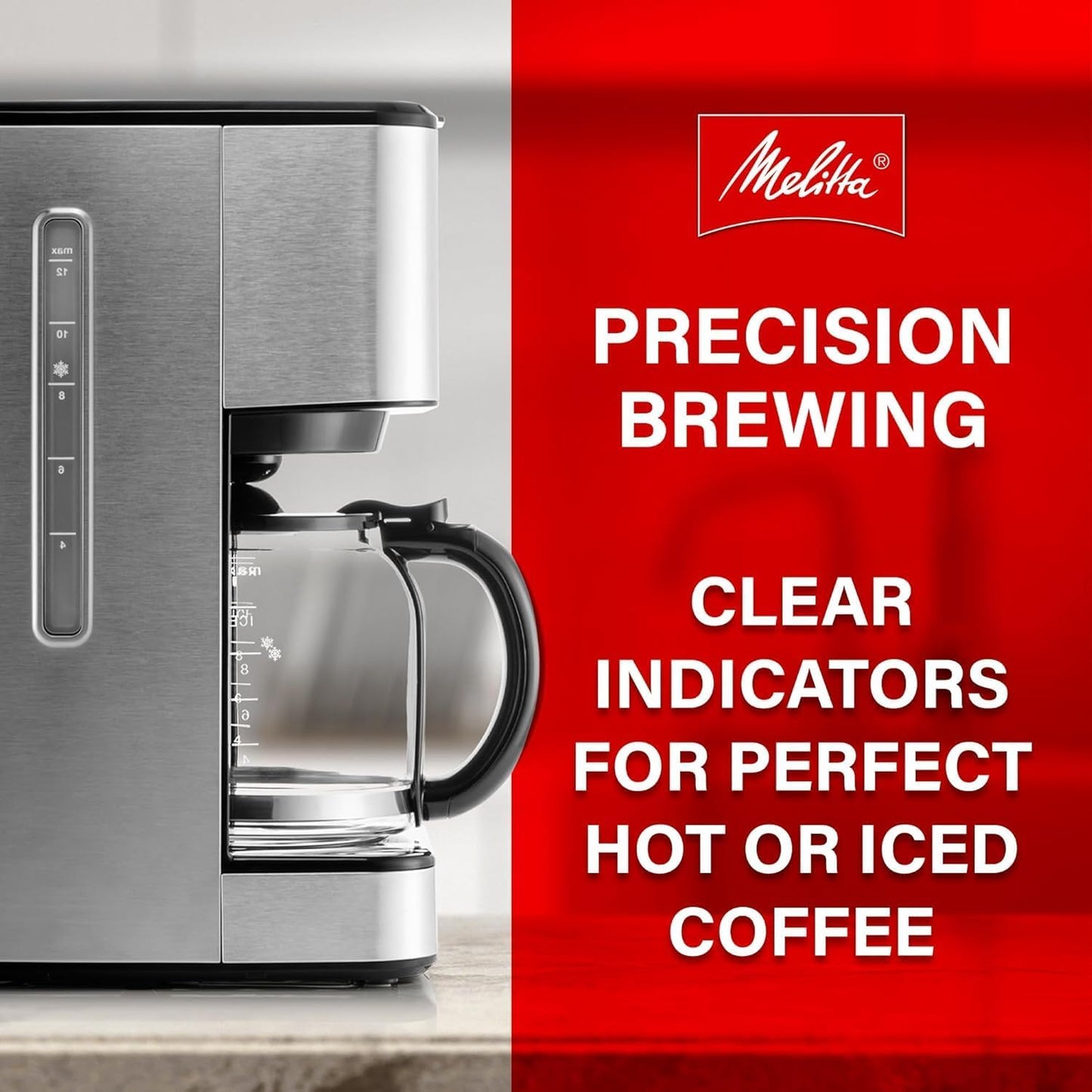 Melitta Aroma Series Programmable Drip Coffee Makers Parent (Aroma Tocco Plus Black and Stainless Steel 12 Cups) with 5-Pack Coffee Filters