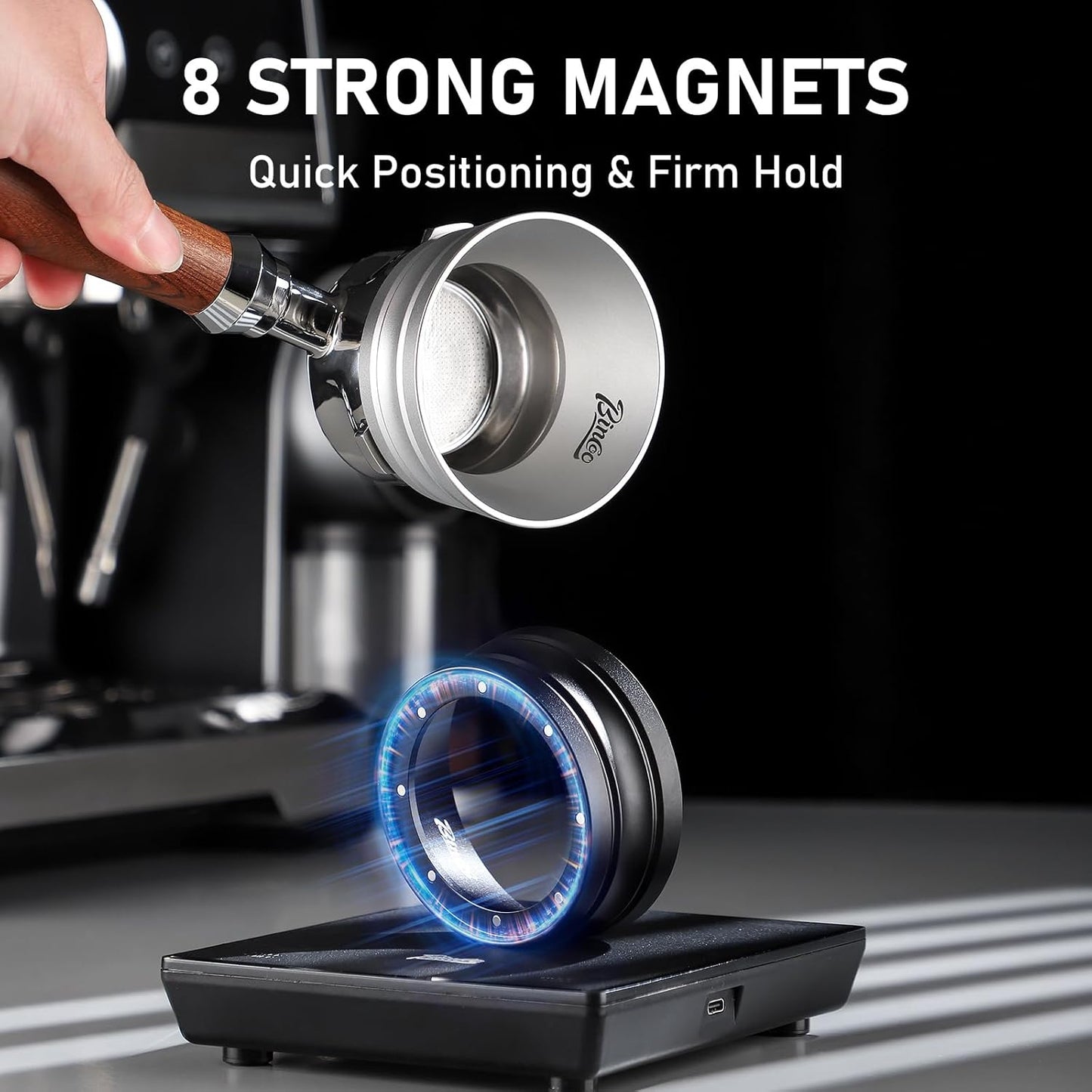 Bincoo Espresso Dosing Funnel 58mm,More Tall Magnetic Aluminum Alloy Portafilter Funnel Ring for Zero Mess Portafilter, Anti-Splash Wide Mouth Coffee Grounds Dosing Tool for Espresso Machine(Silver)