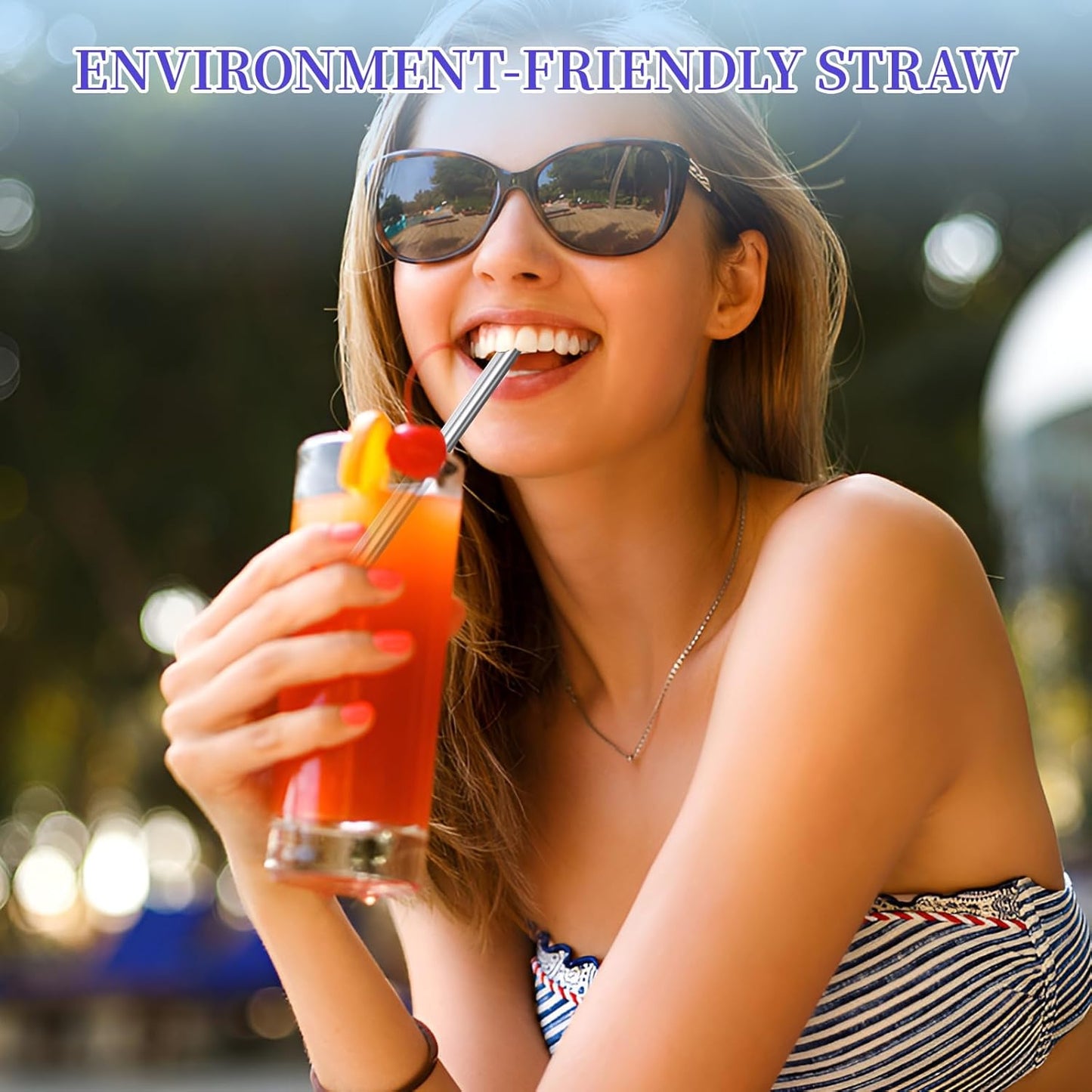 4 Pack Reusable Metal Straws Collapsible Stainless Steel Drinking Straw Travel Portable Telescopic Straw with Case for Cruise Ship Essentials Black-Rose Gold-Silver-Turquoise