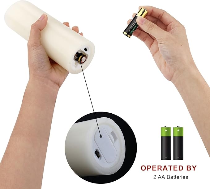 Flameless Candles Flickering LED Candles Set of 12 (D:2.2" X H:5") Ivory Real Wax Pillar Battery Opeated Candles with 10-Key Remote and Cycling 24 Hours Timer