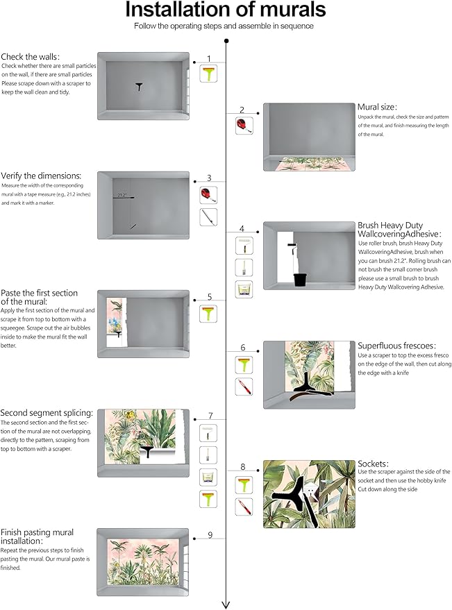 Watercolor Pink Tropical Botanical Leaf Wallpaper Mural for Nursery Girls Bedroom (Not Peel and Stick)