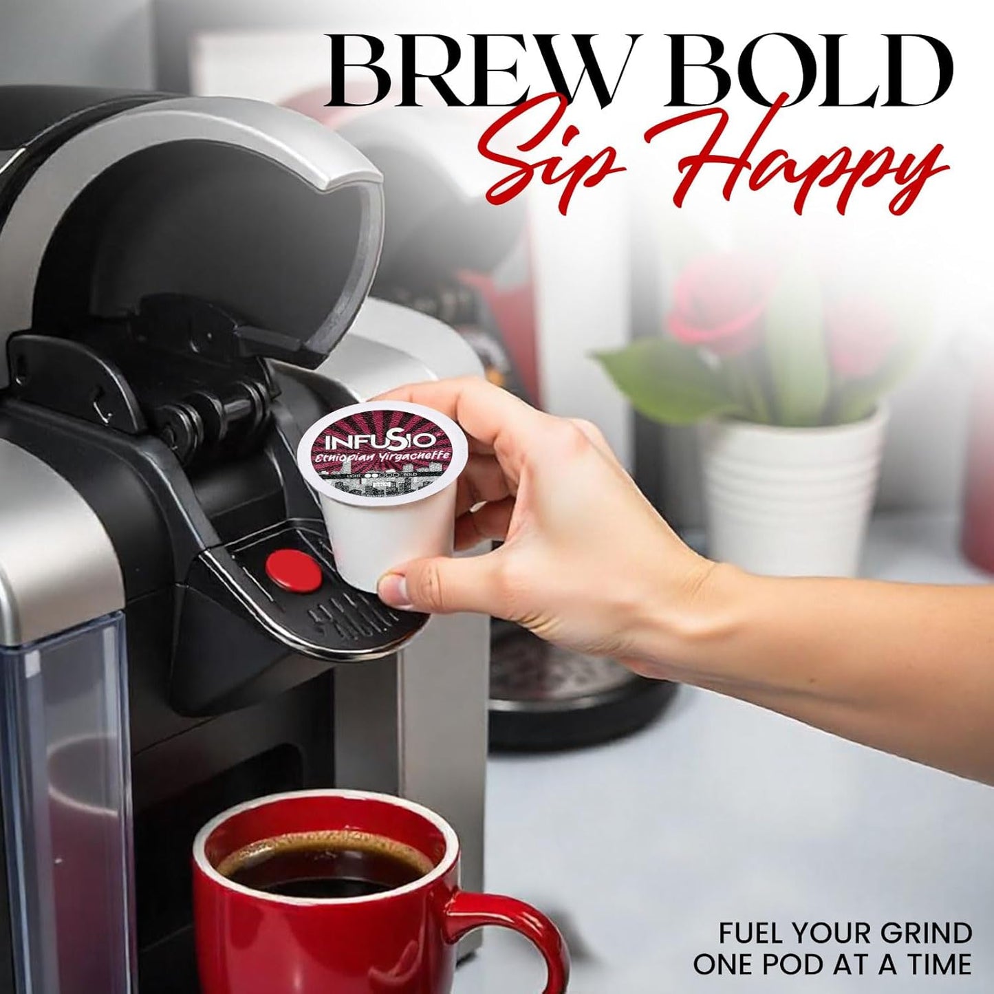 InfuSio Coffee Pods 96 Count Ethiopian Yirgacheffe Gold Medium Light Roast Single serve Coffee pods for Keurig K Cup® Brewers - InfuSio Premium Roasted Keurig 2.0 Compatible