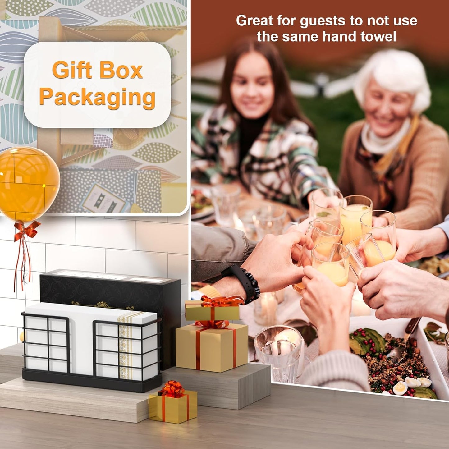 Wican Vertical Stance Bathroom Napkin Holder Takes Up Less Space for Small Guest Bathroom Oak and Iron Towel Tray for Powder Room Table Wooden Basket for Disposable Paper Hand Towels Matte Black