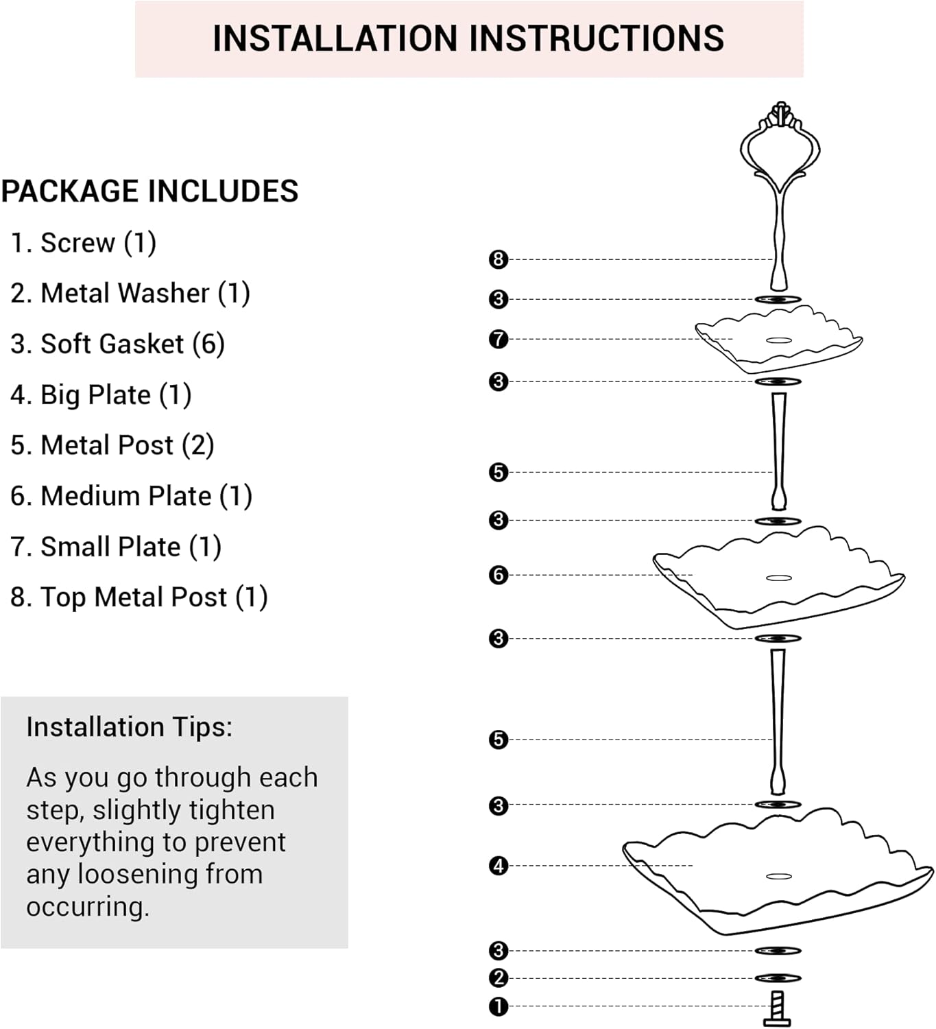 3 Tier Cupcake Stand - Dessert Table Display Set, Tiered Serving Cake Tray, White Embossed Dessert Stand, Parties Serving Plate, Decorative Centerpiece to Any Occasion - (Square)