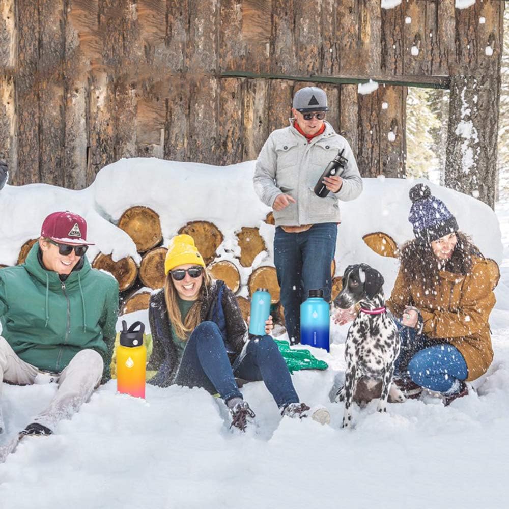 SENDESTAR Stainless Steel Water Bottle, Insulated Water Bottle 40 oz with New Straw Lid or Spout Lid Keeps Liquids Hot or Cold with Double Wall Vacuum Insulated Bottle (Black)