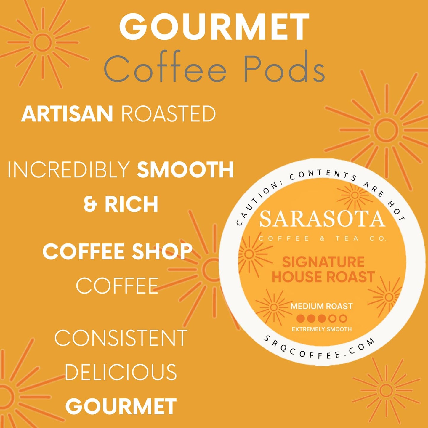 Sarasota K-Cup Coffee Pods | Medium Roast Coffee | Breakfast Blend | Single Serve for Keurig Brewers | Gourmet, Low Acid, Mold Free | 24 Count