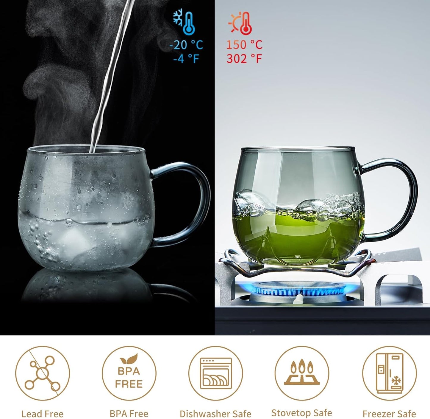 17 OZ Glass Tea Cup with Infuser and Lid, 500 ML Large Borosilicate Teacup, Clear Mug for Loose Leaf Tea, Blooming Tea, Tea Bags - Perfect Christmas or Birthday Gift for Women