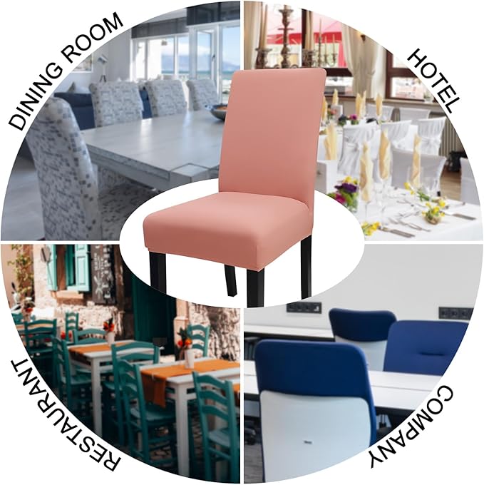 JQinHome Terra Cotta Chair Covers for Dining Room Set of 8, High Stretch Removable Washable Parsons Chair Slipcover for Home Party Hotel Wedding Ceremony (8PCS, Terra Cotta)