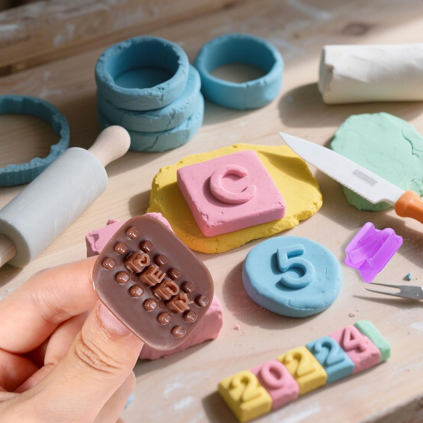 212 Pcs Letter Stamps for Clay, Pottery Name Alphabet Cookie Stamps Molds for Cake Baking Chocolate, Embosser Fondant Clay Letter Stamp Cutters Stencils, Mooncake Air Dry Polymer Clay Cutters Molds