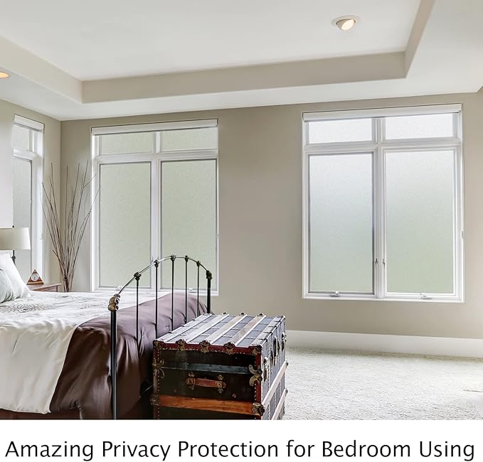 HIDBEA Frosted Window Privacy Film Heat Control UV Blocking, Static Cling Non-Adhesive Reusable Door coverings for Bathroom Home Office (Frosted 29.5 Inch x 6.5 Feet)