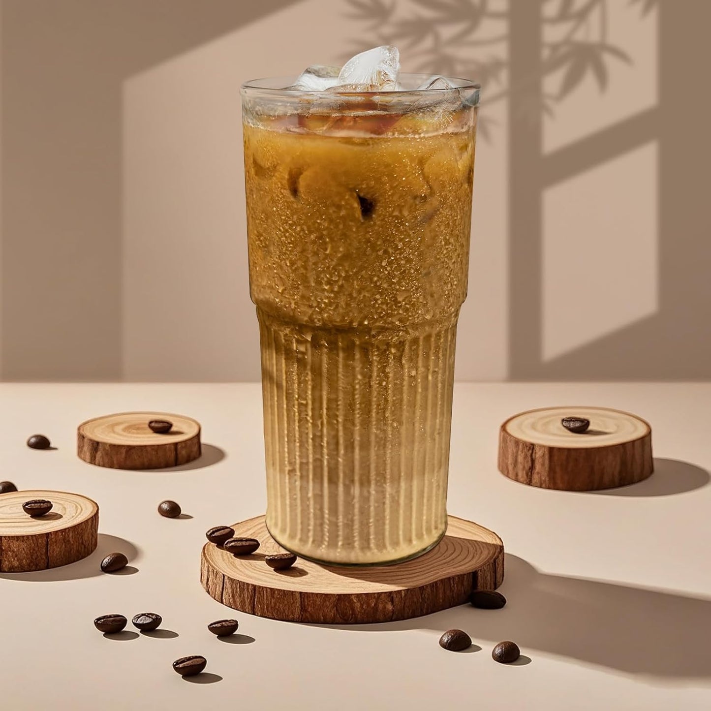 Glass Cups with Lids and Glass Straws, High Borosilicate 20OZ Tumblers (4Pcs) for Coffee, Tea, Juice, Smoothies, Hot/Cold Drinks at Home, Office